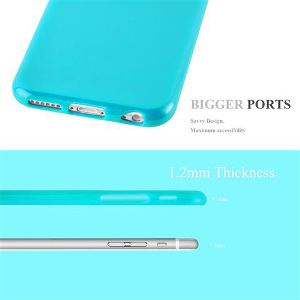 Custodia turchese per telefono con porte più grandi e spessore di 1,2 mm.