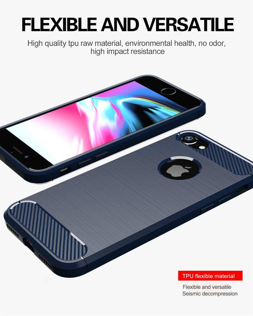 Due custodie per telefono blu per un iPhone, una con lo schermo aperto.