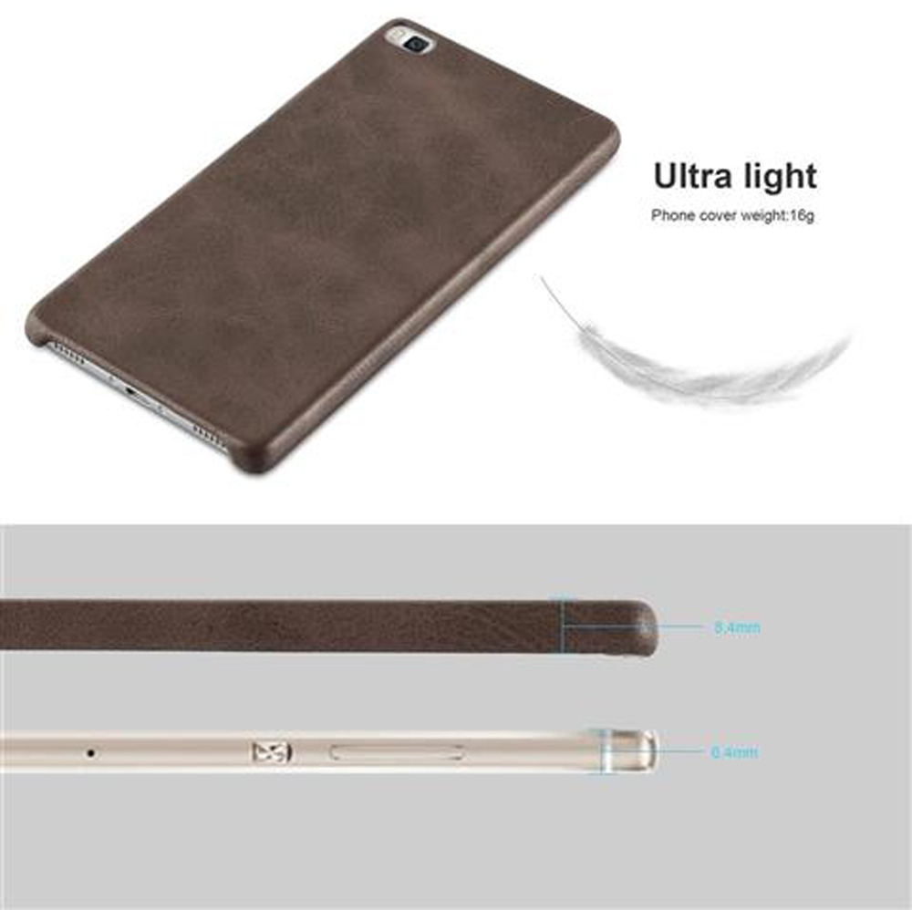 Custodia marrone per telefono, ultra-leggera, 16g. Design sottile, 8.4mm.