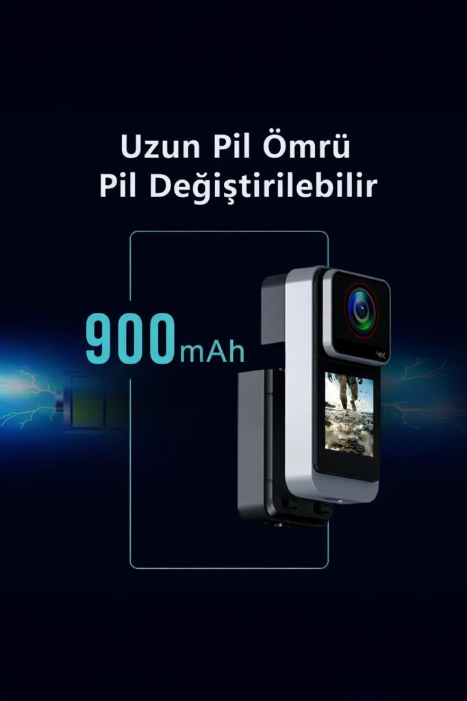 900mAh değiştirilebilir pilli kompakt kamera. Uzun pil ömrü.