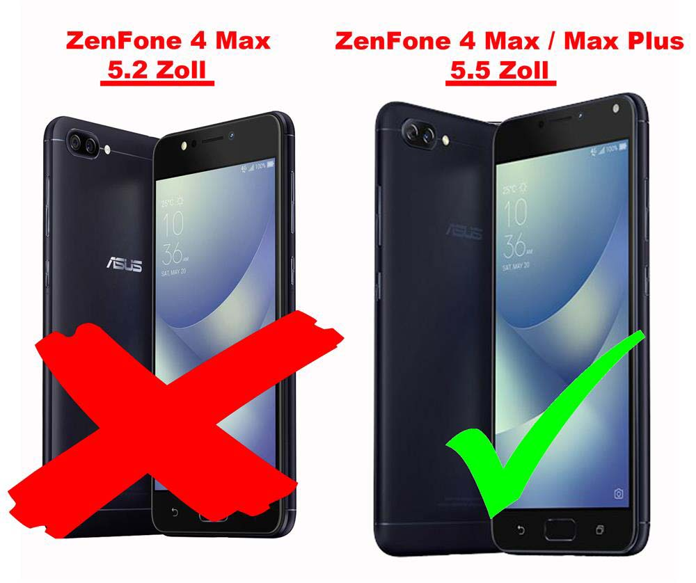 Due Asus ZenFone scuri. Uno con una X rossa, l'altro con un segno di spunta verde.