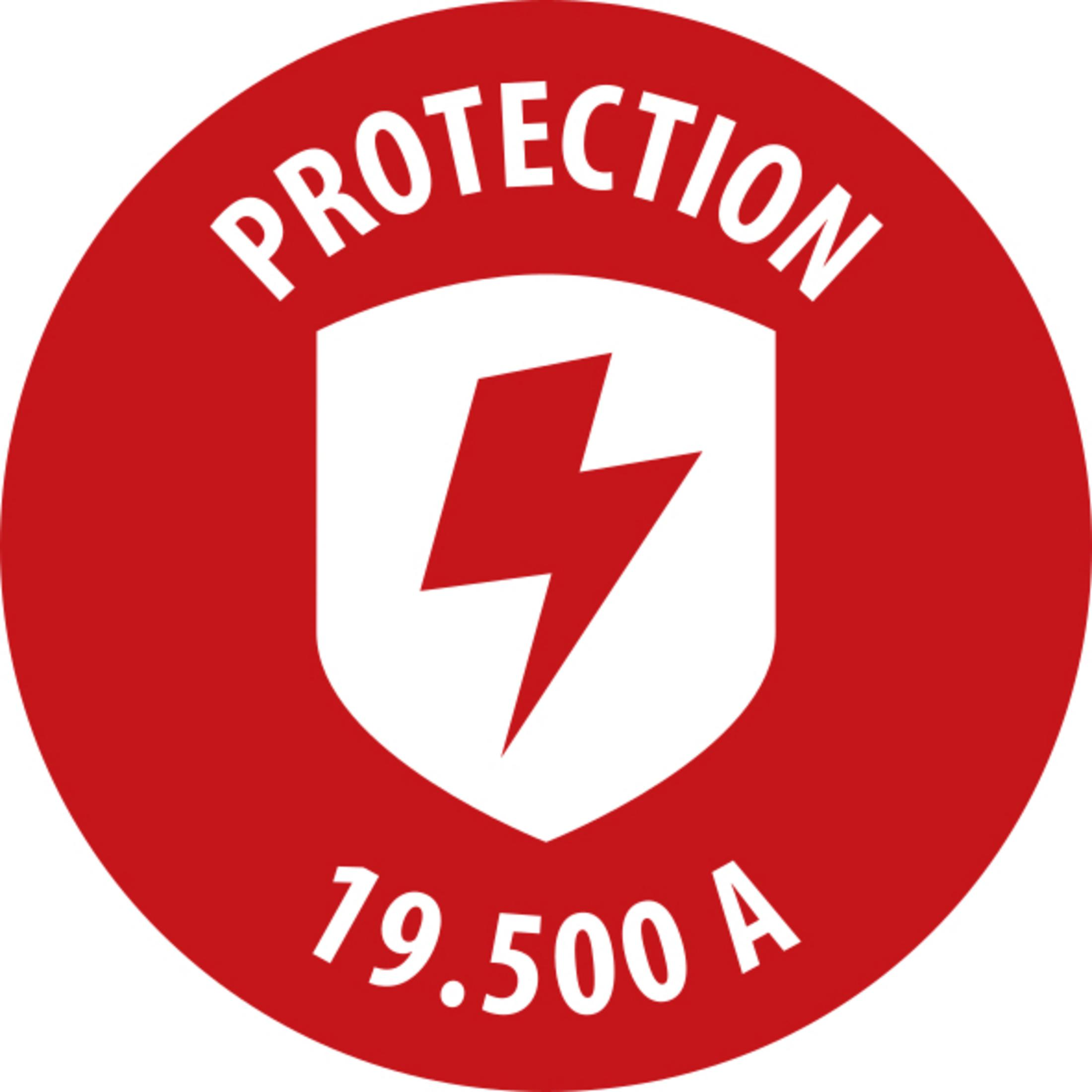 Protection symbol with lightning bolt and 19.500A