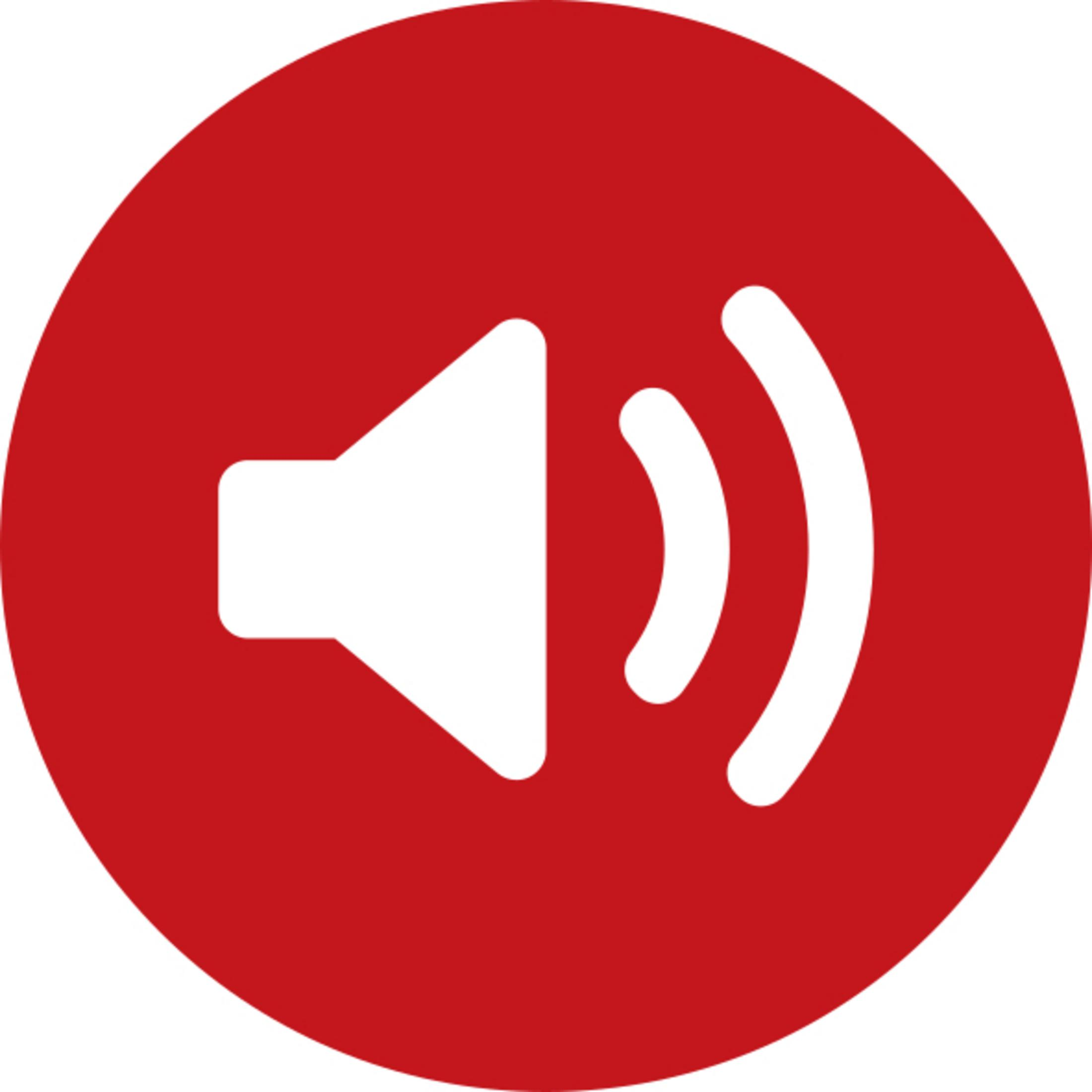 Speaker icon on a red circle