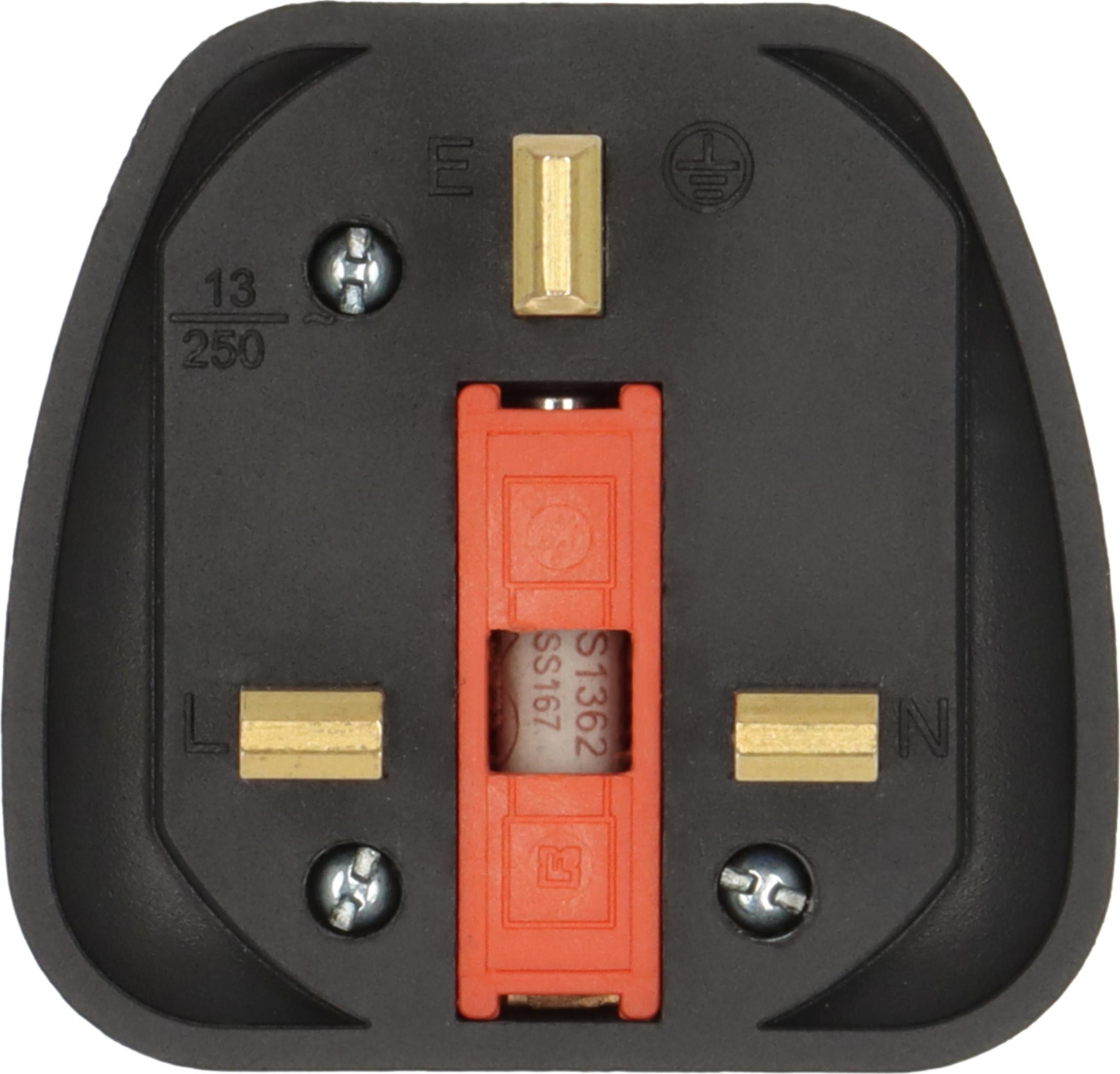 Spina nera con fusibile, 13A 250V.