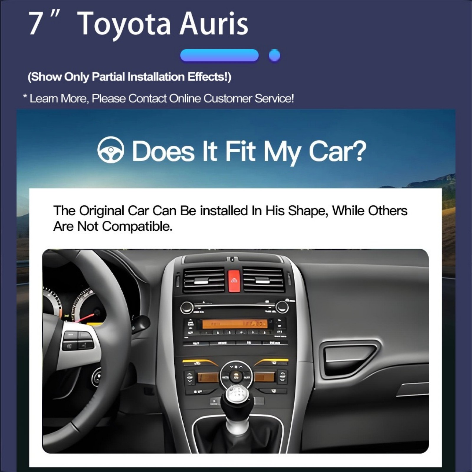 Cruscotto di una Toyota Auris con volante e console centrale.