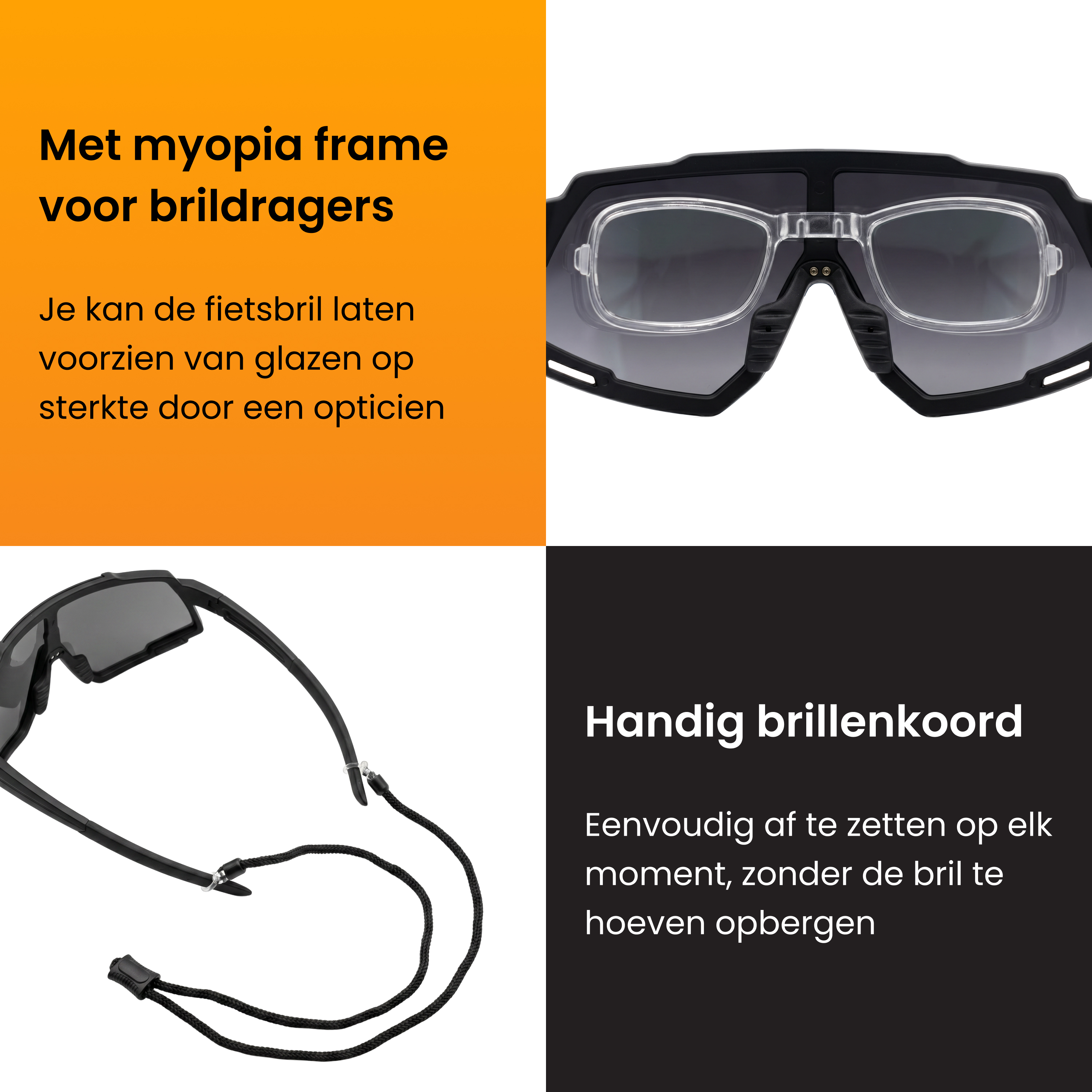 Brillen mit Myopie-Rahmen und Brillenband. Für Brillenträger.