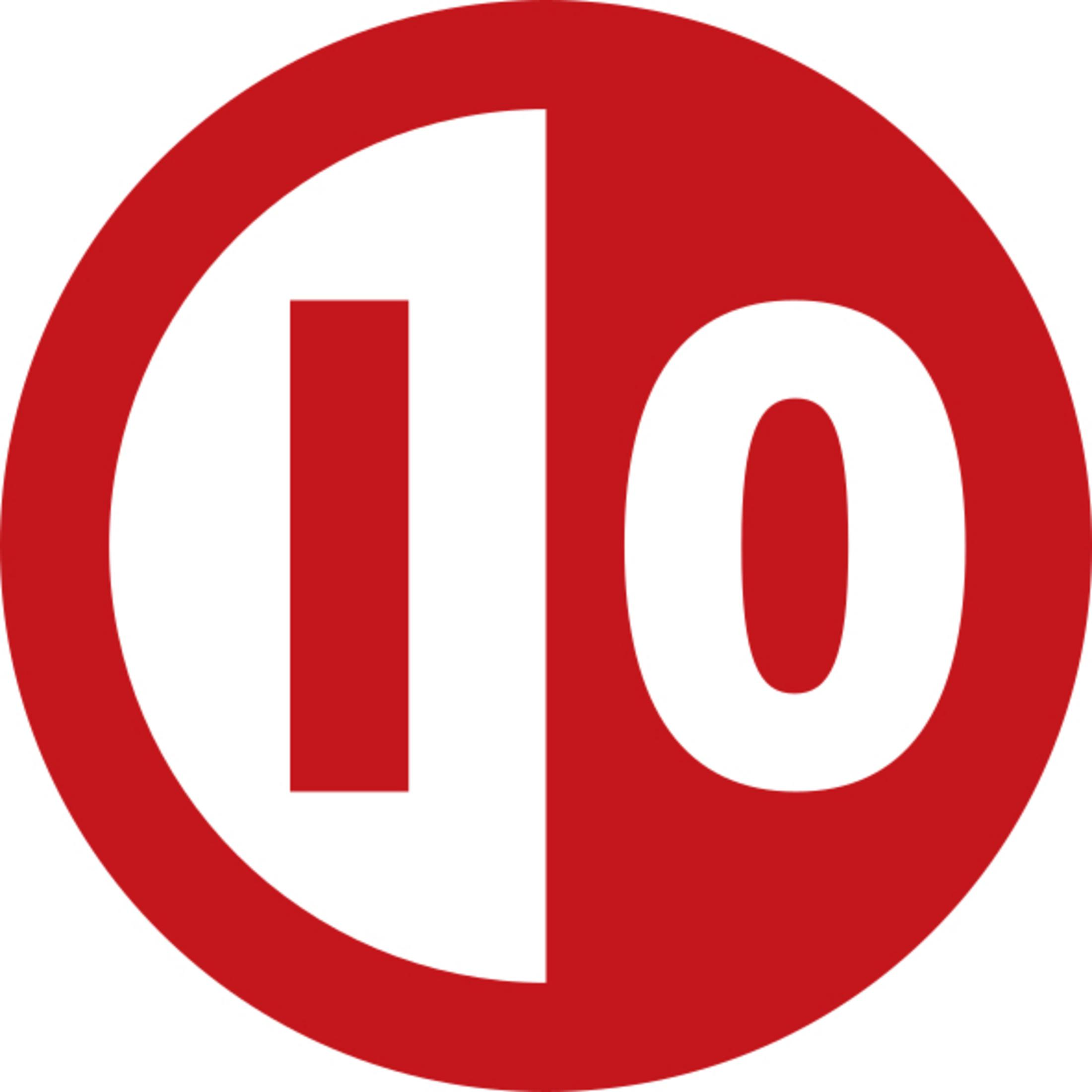10 sayısını oluşturan beyaz 1 ve 0 rakamlı kırmızı daire.