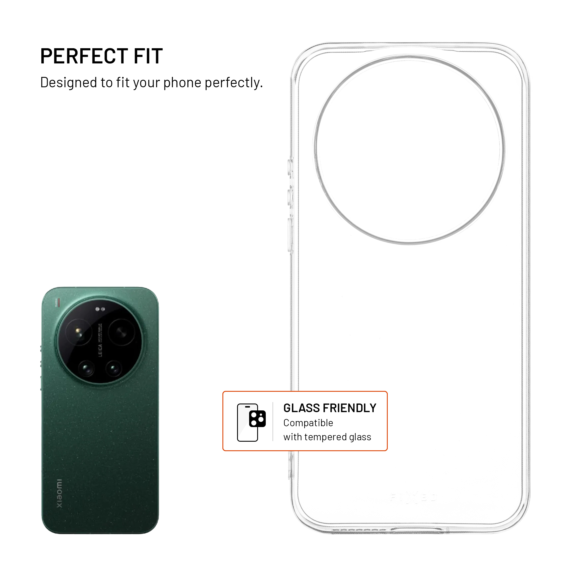 Ein grünes Handy mit Dreifachkamera und eine durchsichtige Handyhülle sind abgebildet.