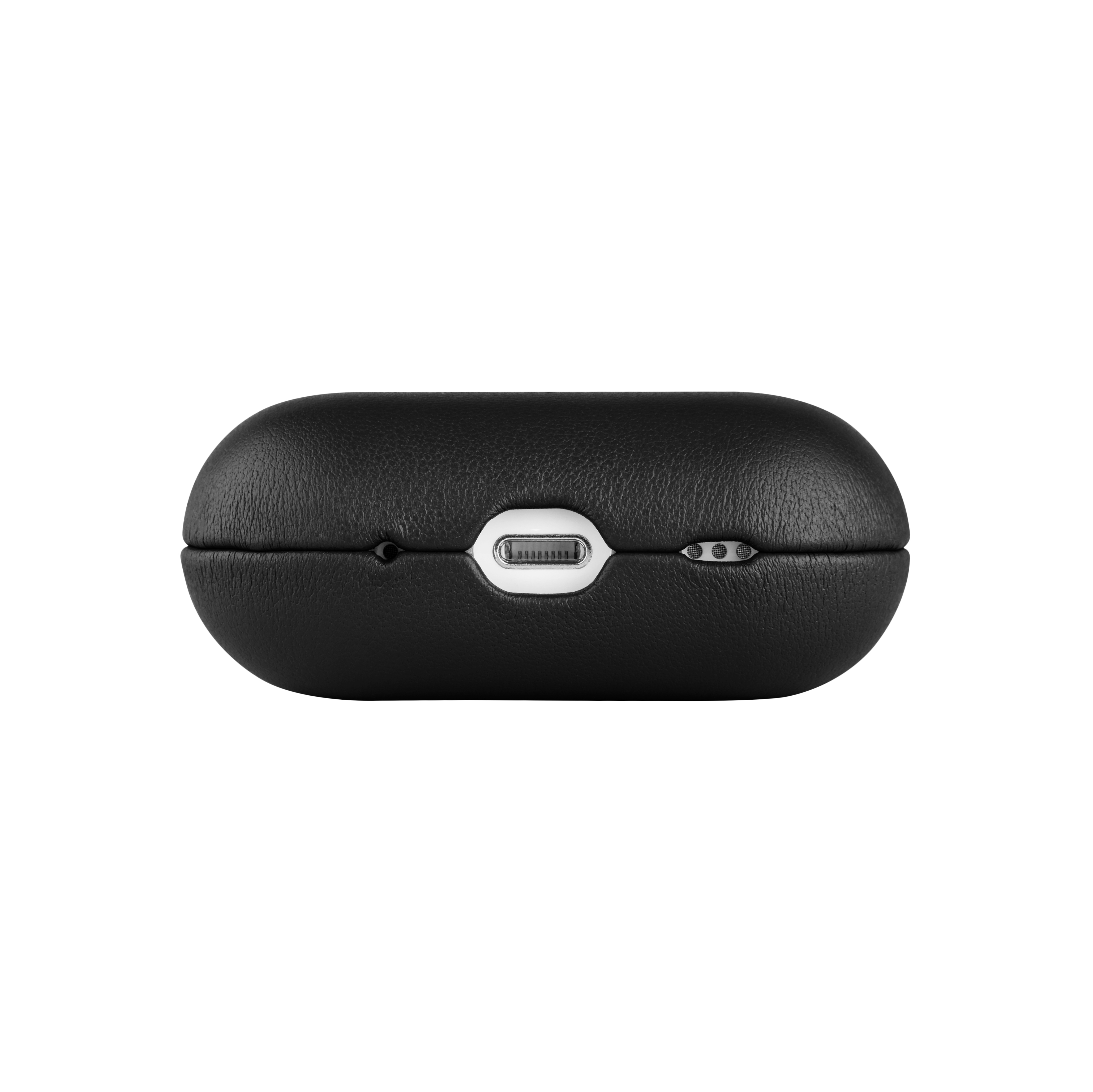 Schwarzes Ladeetui mit USB-C-Anschluss und silbernem Detail.