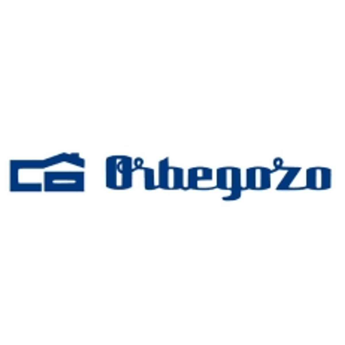 Logo con un símbolo de casa y el nombre "Orbegozo" en letras azules.