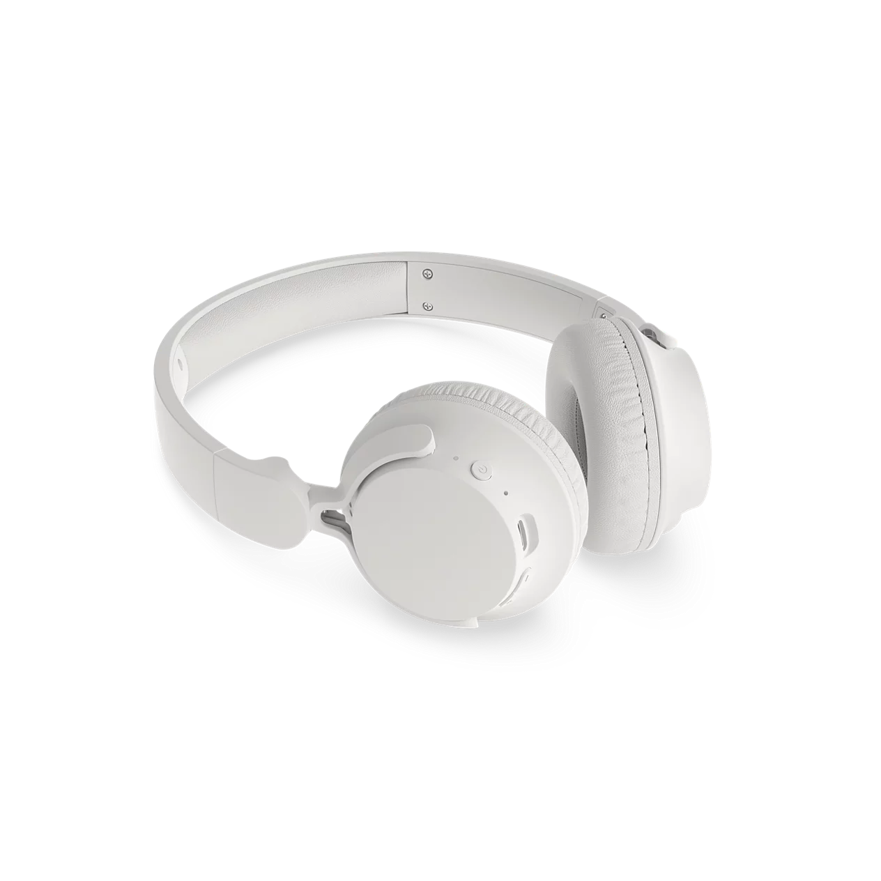 Weiße Over-Ear-Kopfhörer mit gepolsterten Ohrmuscheln und verstellbarem Kopfbügel.
