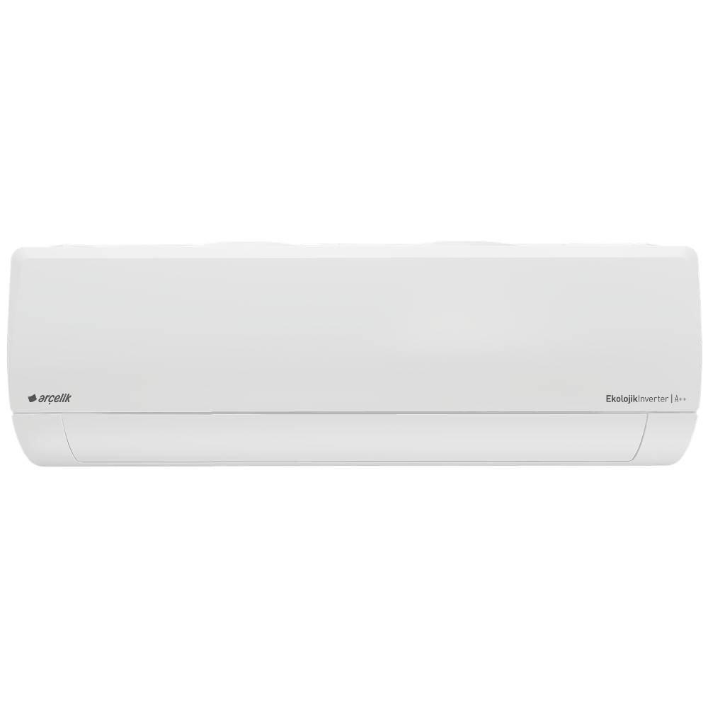 Arcelik logolu ve Eklojik Inverter A++ etiketli beyaz klima.