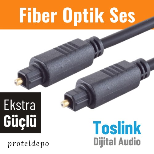 Beyaz arka plan üzerinde siyah konektörlü iki siyah Toslink ses kablosu.