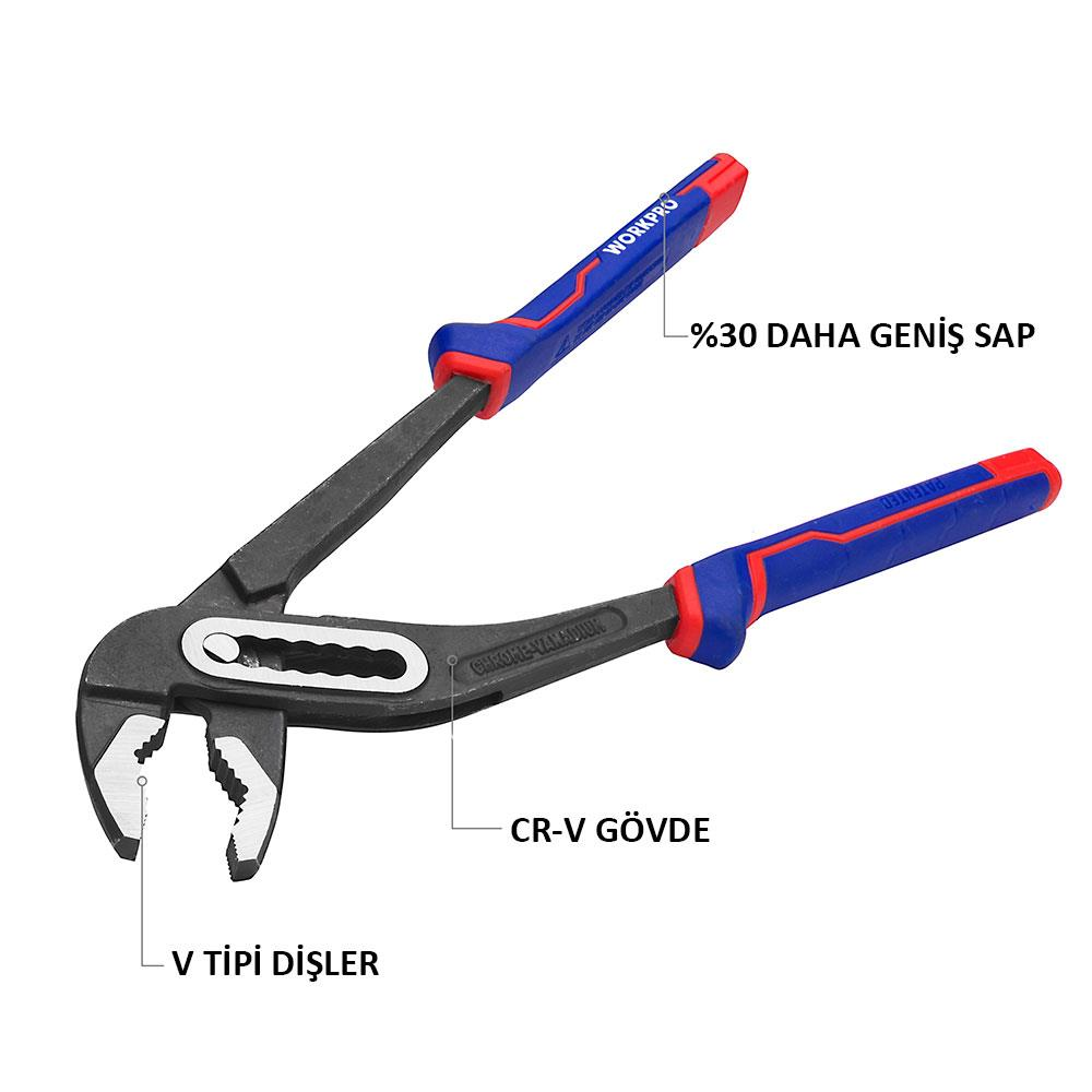 V tipi dişli, CR-V gövdeli ve daha geniş saplı bir pense.