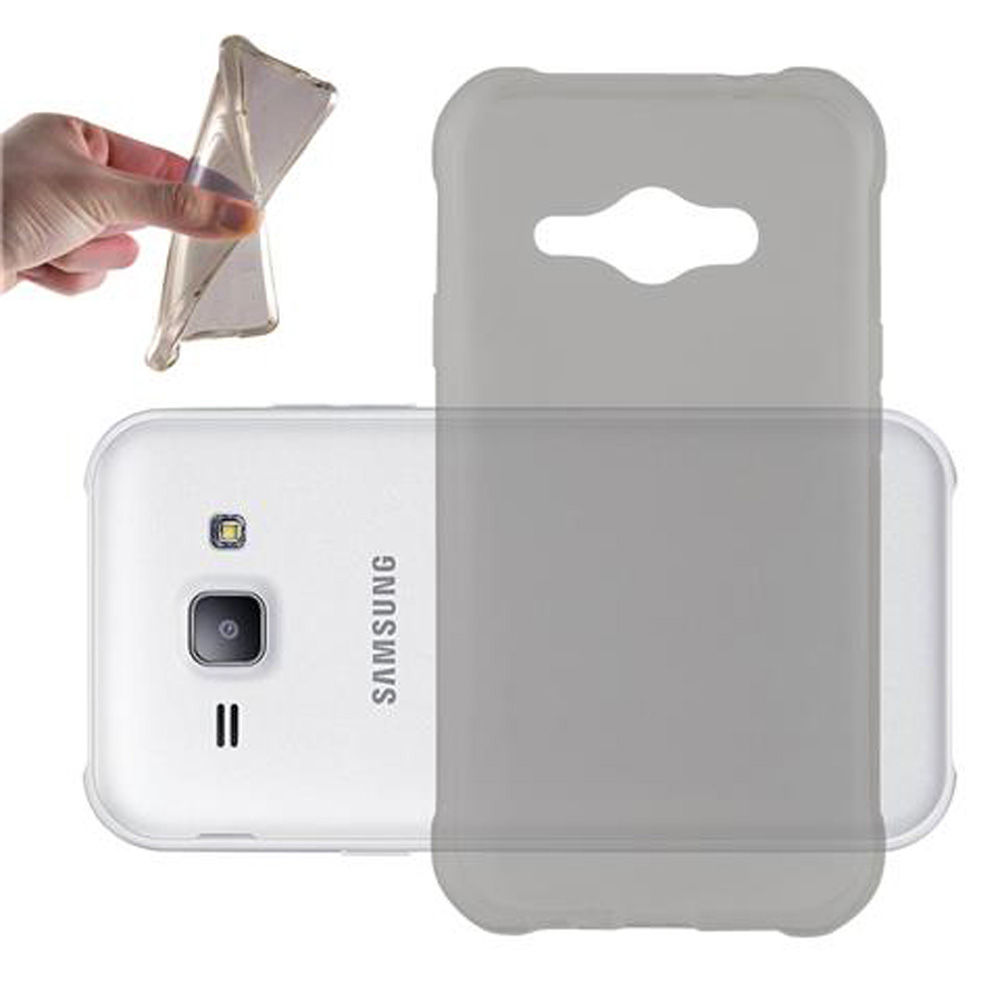 Uno smartphone Samsung bianco con custodia e cover trasparente.