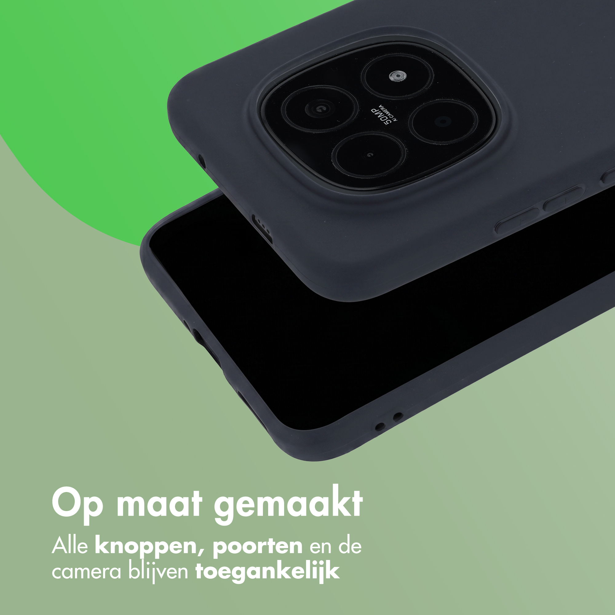 Dark gray phone case over black phone with 50MP camera.