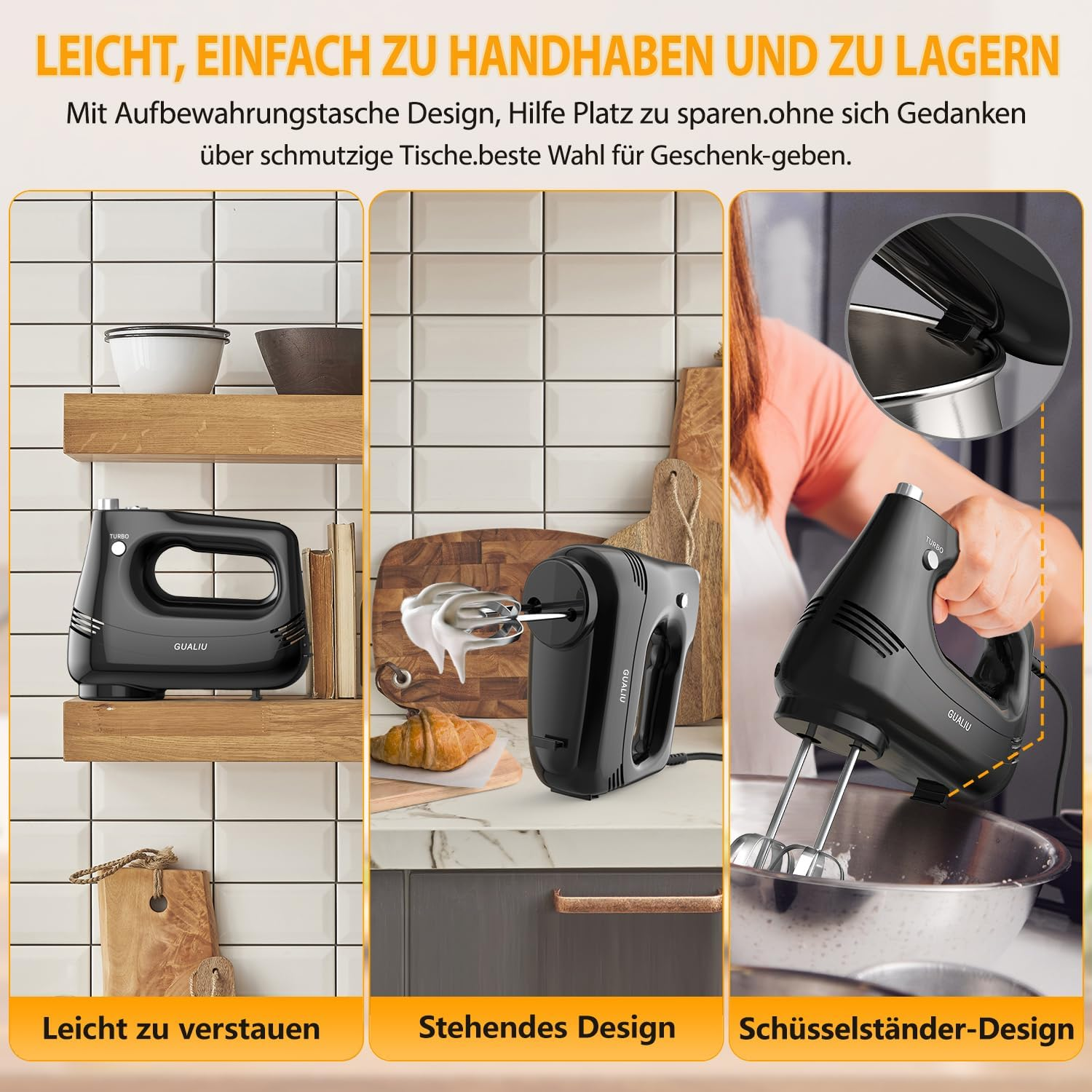 KOVENA 300W Leise 5 Stufen Turbo Handmixer Multicolor (300 Watt)