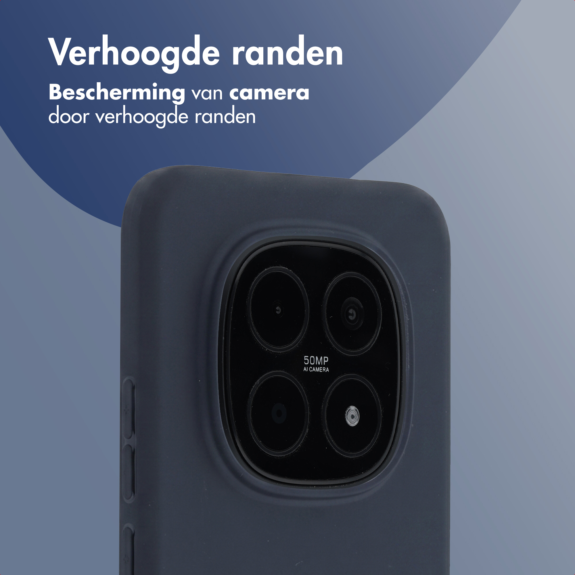 Close-up of a dark phone case showing four camera lenses and text 50MP AI CAMERA.