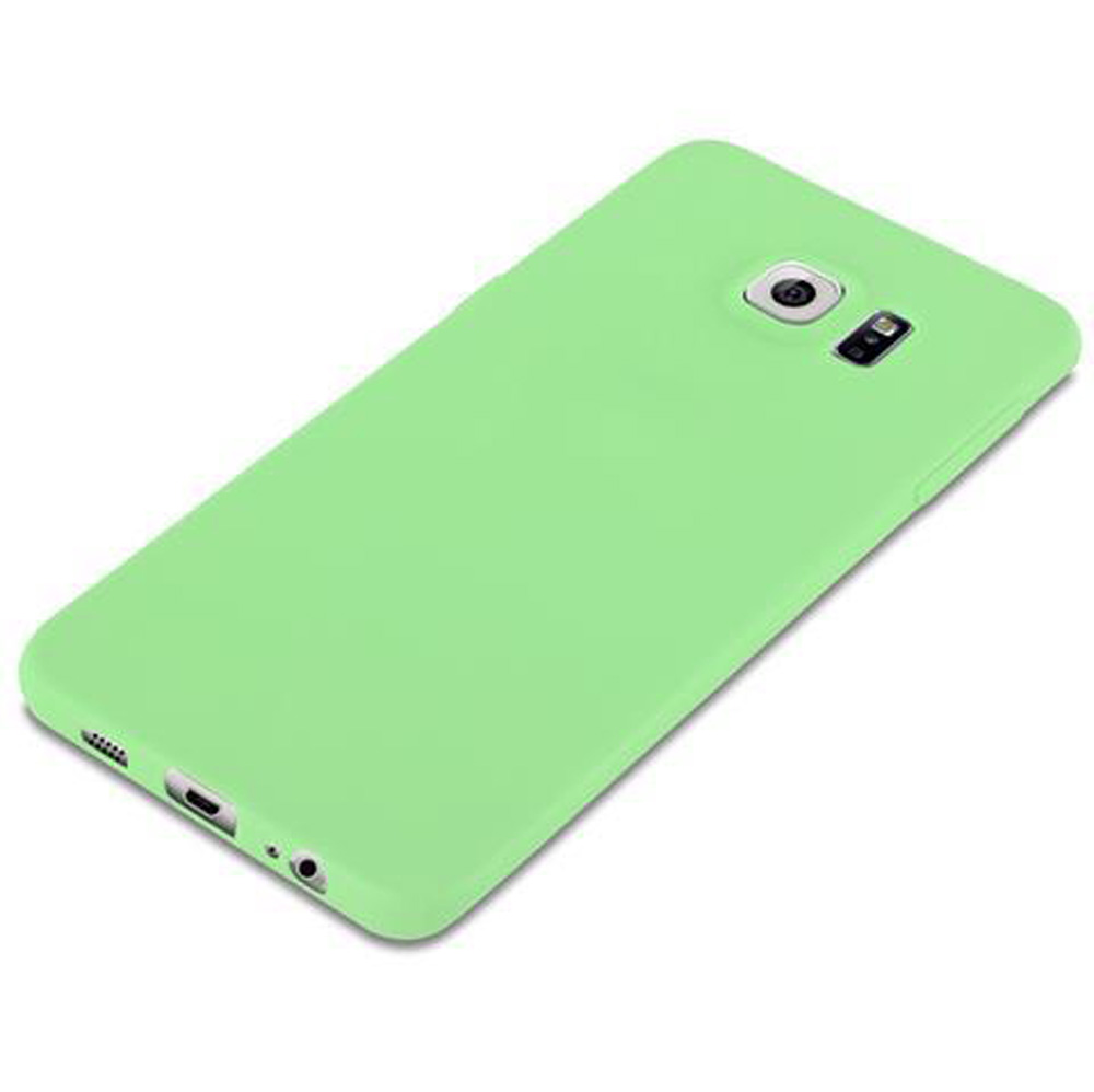 Una cover per telefono verde chiaro su sfondo bianco.