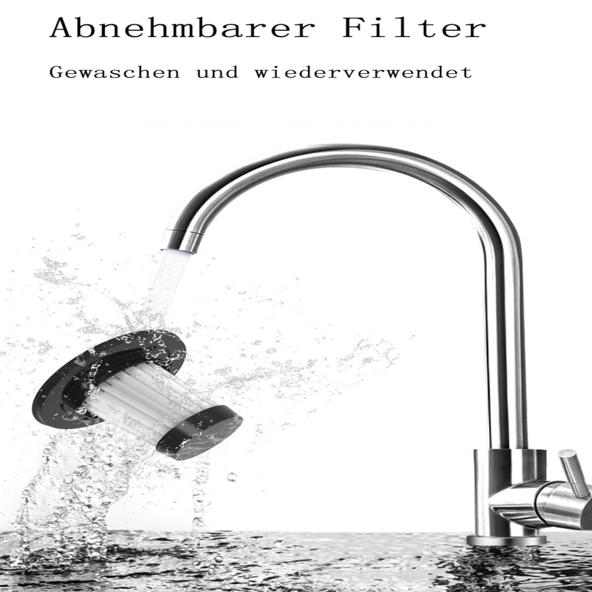 Ein abnehmbarer Filter wird unter fließendem Wasser gereinigt.