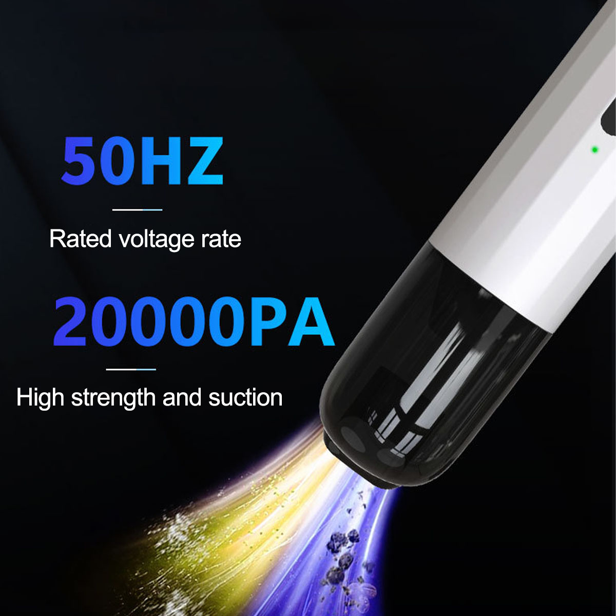Ein Handstaubsauger mit 50Hz und 20000PA Saugkraft saugt Schmutz auf.