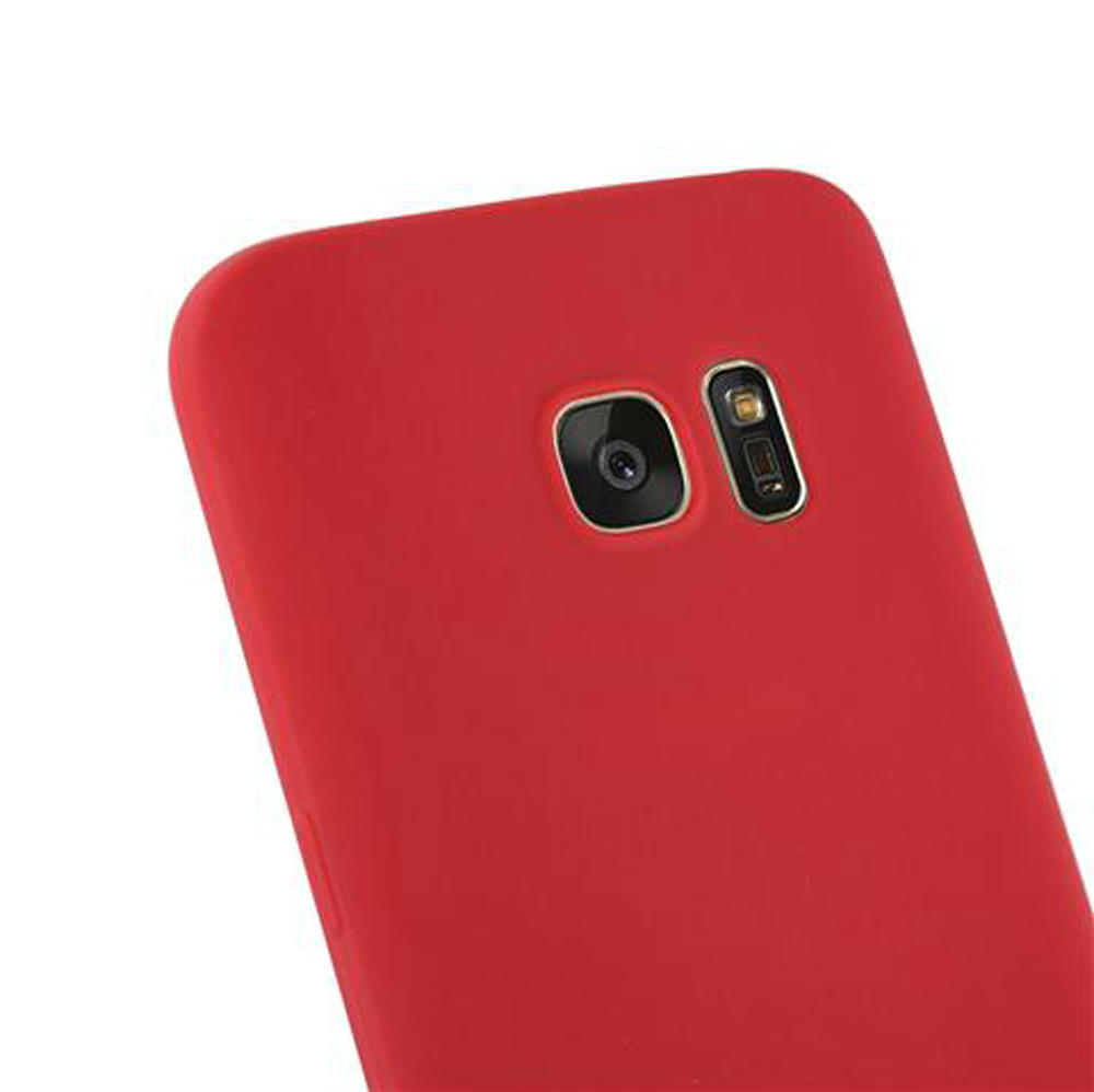 Cover rossa per telefono con fotocamera e flash.