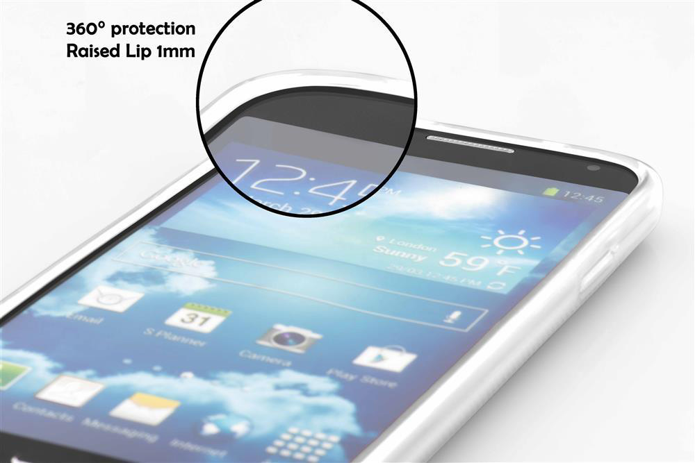 Smartphone con custodia, primo piano dell'angolo che mostra protezione 360°.