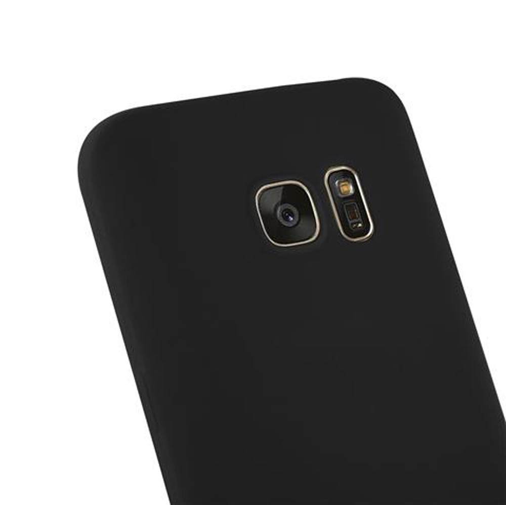 Rückseite eines schwarzen Smartphones mit Kamera und Blitz.