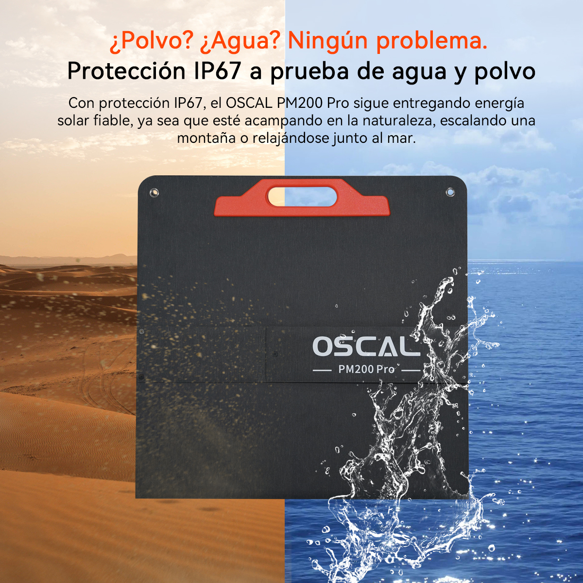 OSCAL PM200 Pro: resistente al polvo y agua, ideal para aventuras.