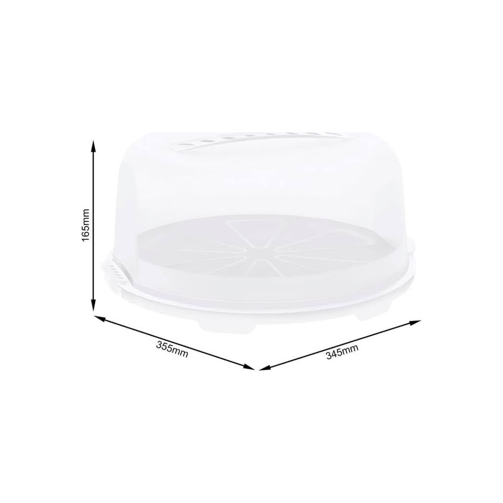 Contenitore torta trasparente, dimensioni 35,5x34,5x16,5 cm.