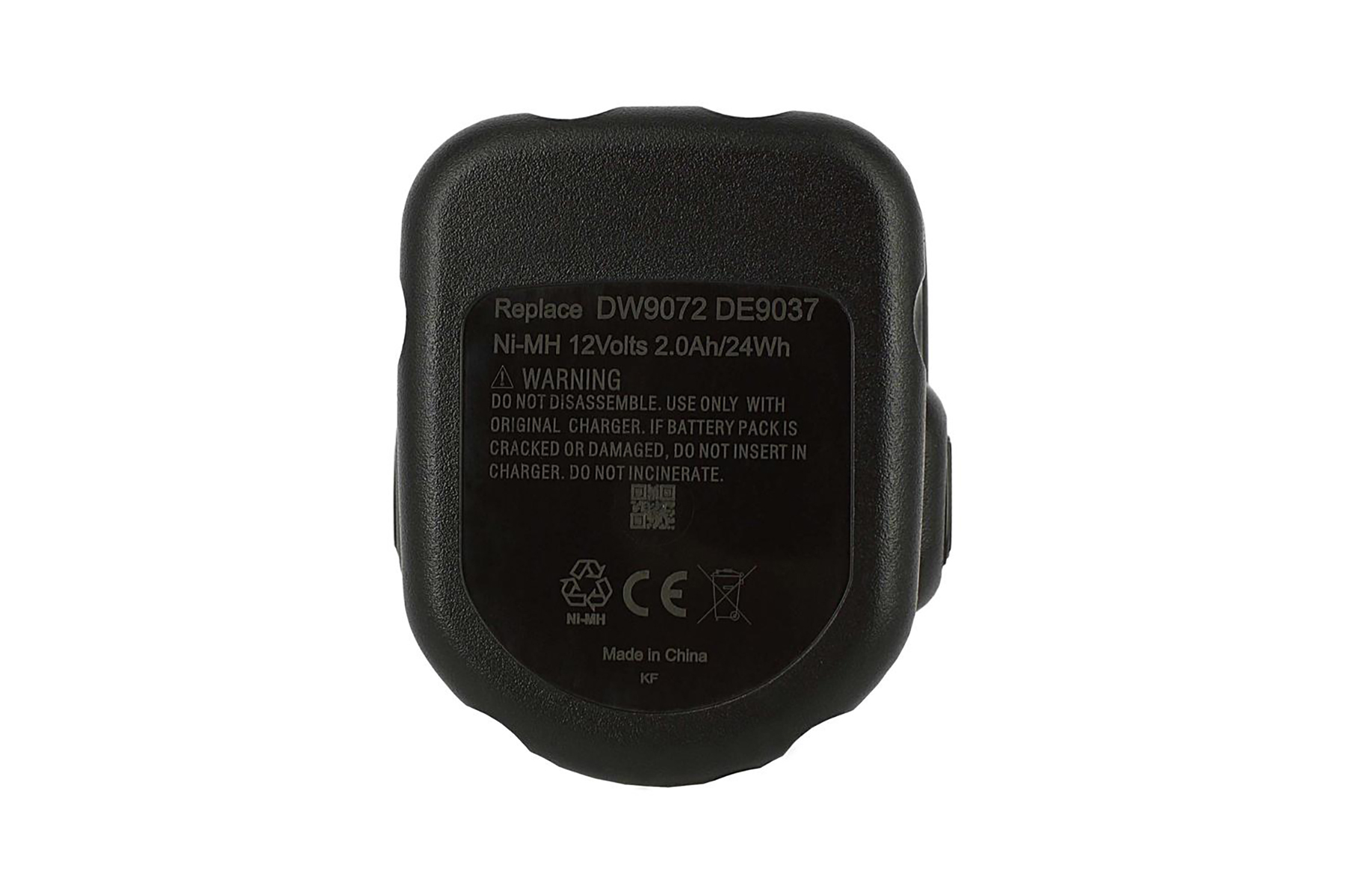 Schwarzer Akku mit Beschriftung: Ersetzen DW9072 DE9037 Ni-MH 12V.