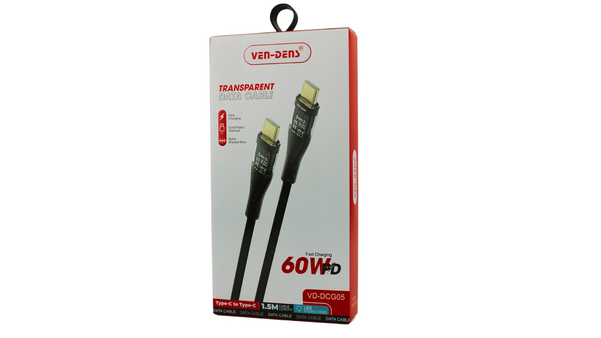 Pudełko na przezroczysty kabel danych VEN-DENS z szybkim ładowaniem 60W.