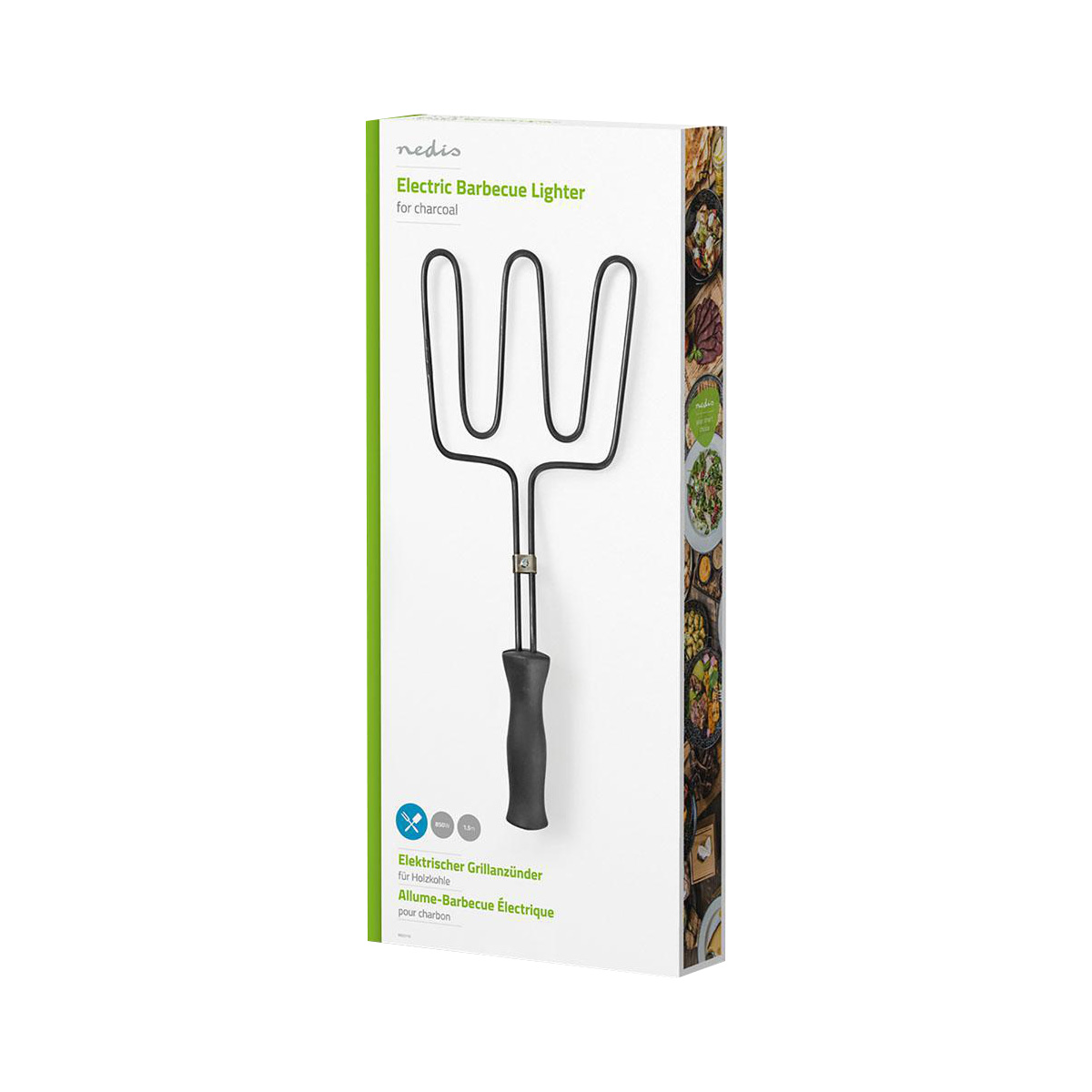 Accenditore elettrico per barbecue in metallo con manico nero, per carbone