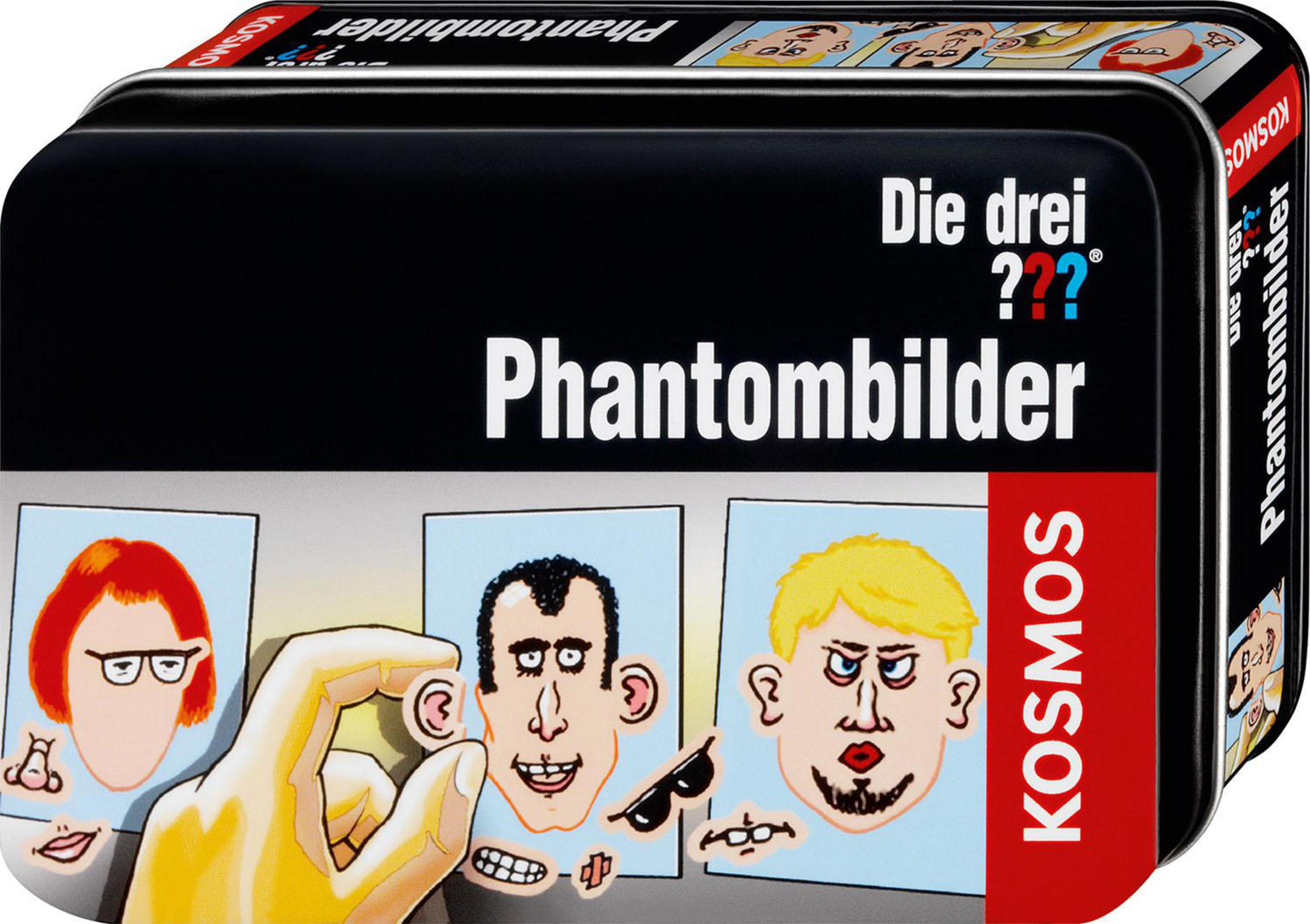 Schwarze Spielschachtel mit drei Gesichtern und einem KOSMOS-Logo.