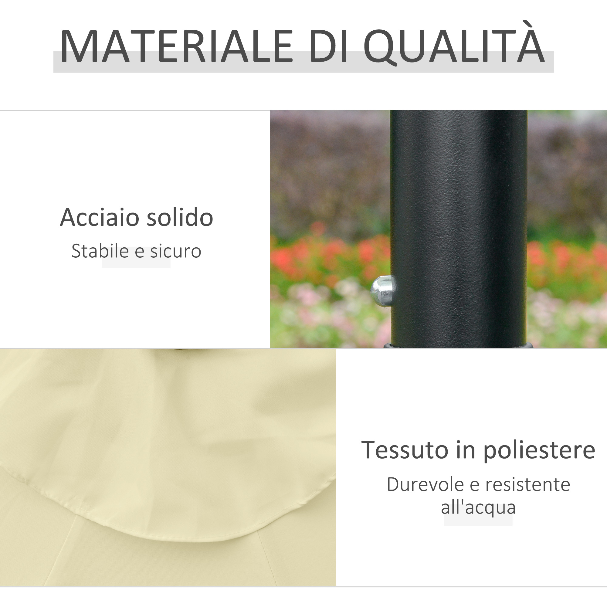 Materiale di qualità: Acciaio solido, stabile e sicuro, tessuto poliestere, durevole e resistente all'acqua.