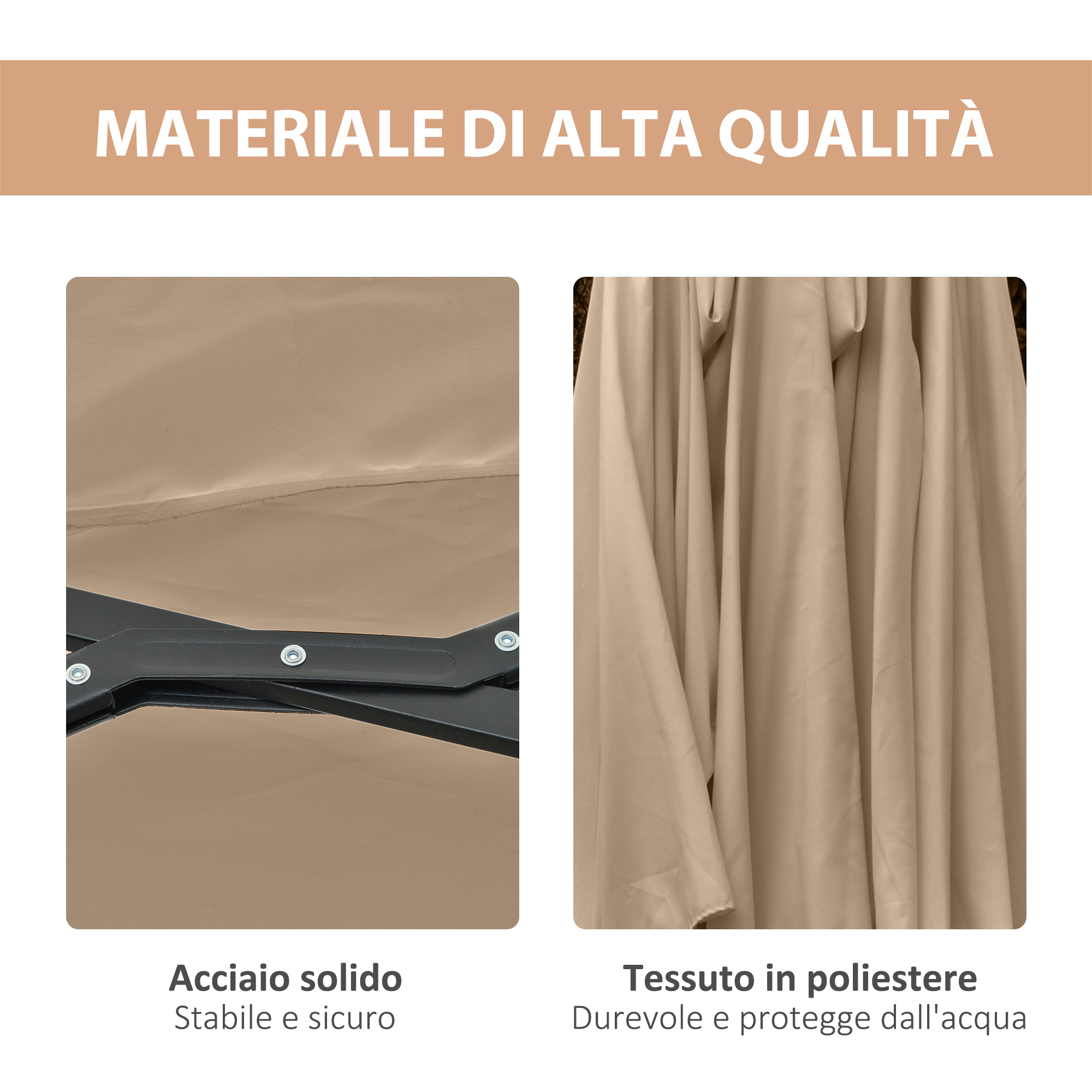 Materiale di alta qualità: Telaio in acciaio solido e tessuto poliestere.