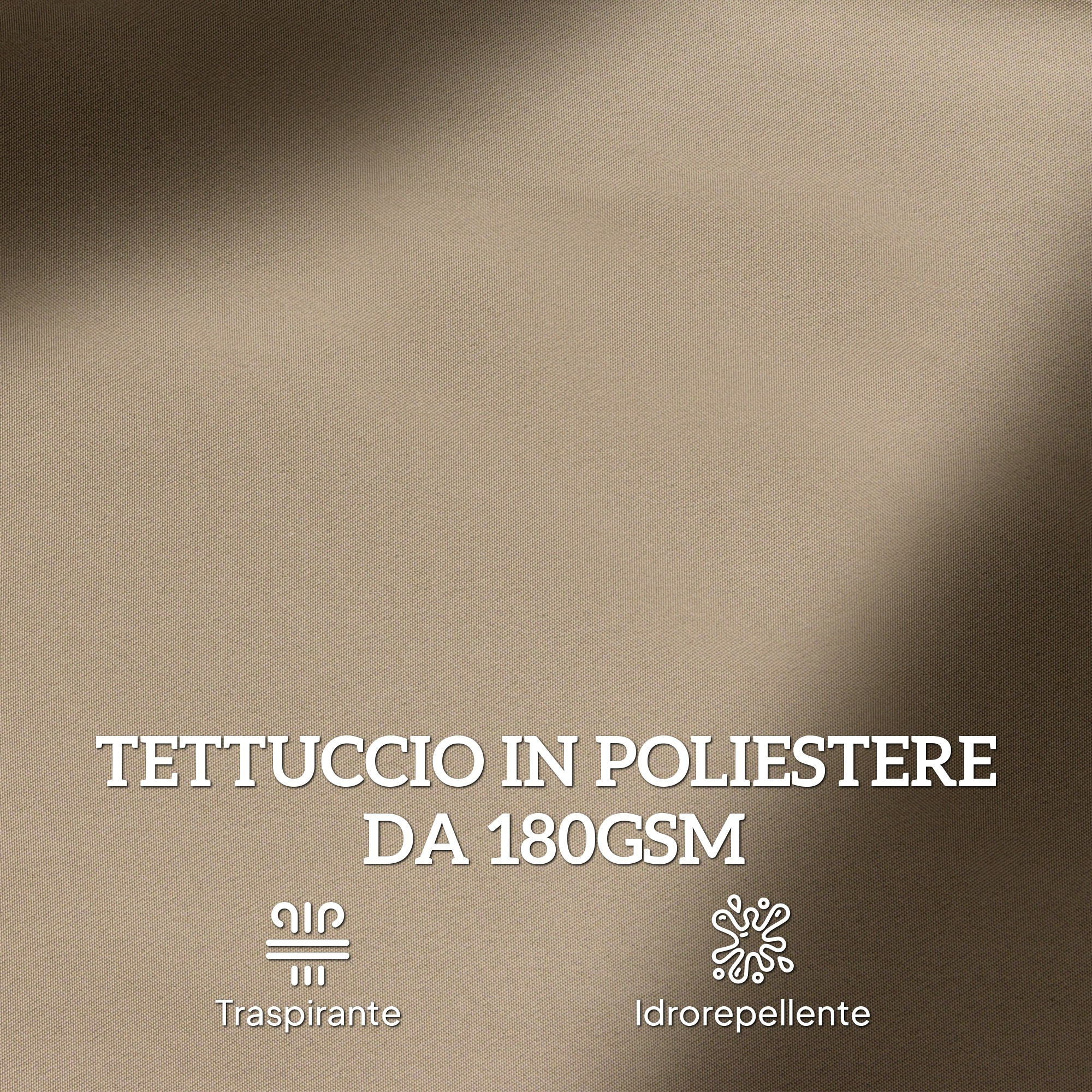 Tettuccio poliestere beige 180GSM, traspirante e idrorepellente.