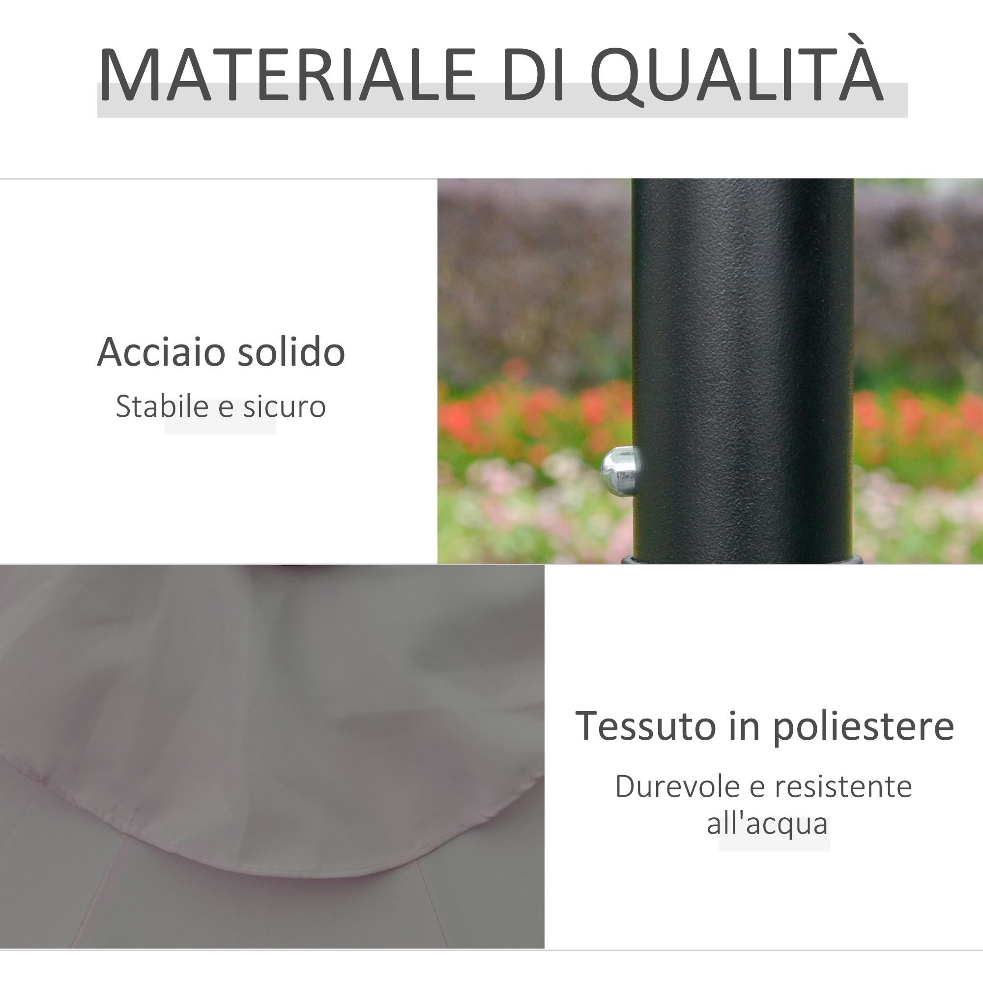 Materiali di qualità: Acciaio solido, tessuto poliestere. Stabile, sicuro, durevole e resistente all'acqua.
