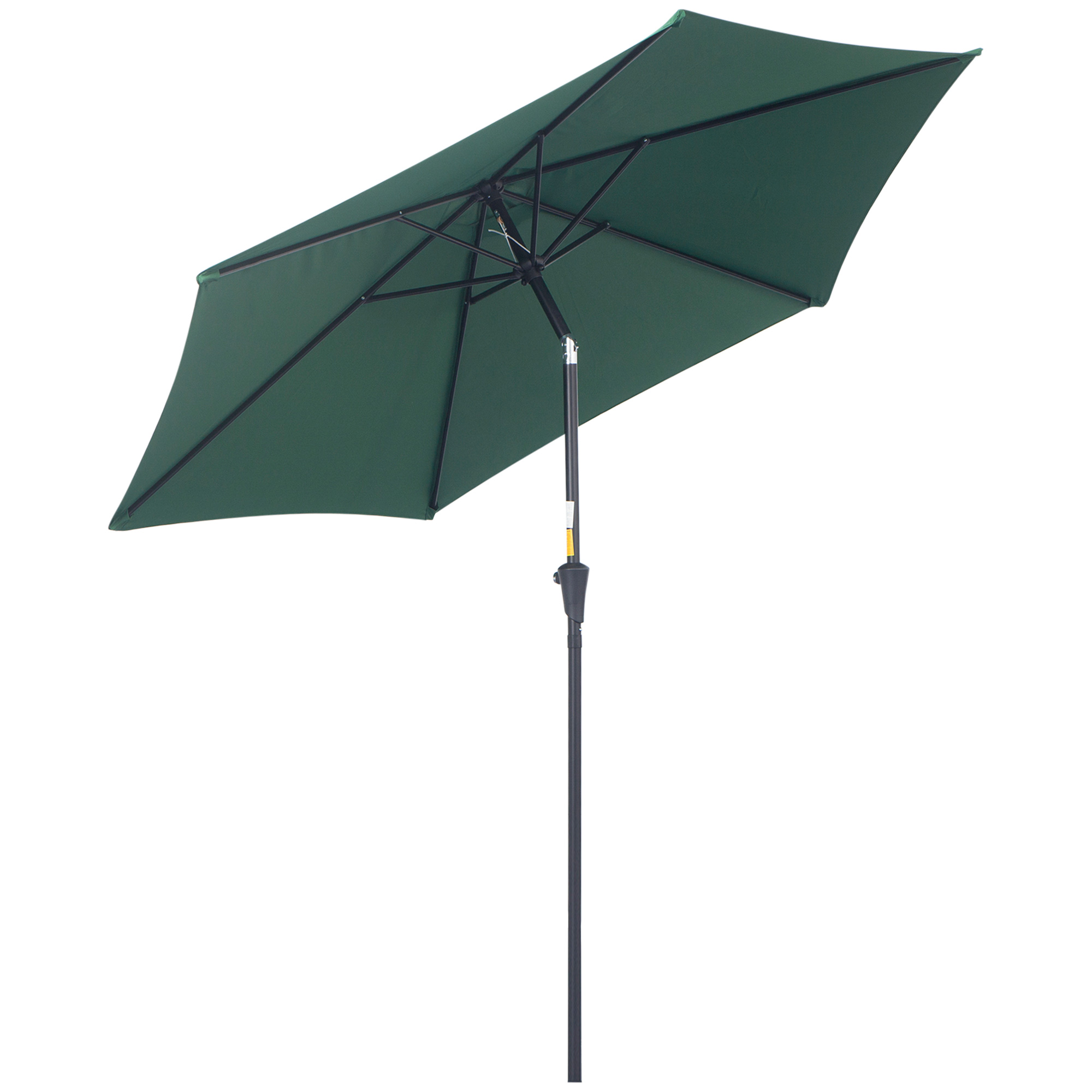 Un ombrellone rettangolare verde scuro con telaio nero, su sfondo bianco.