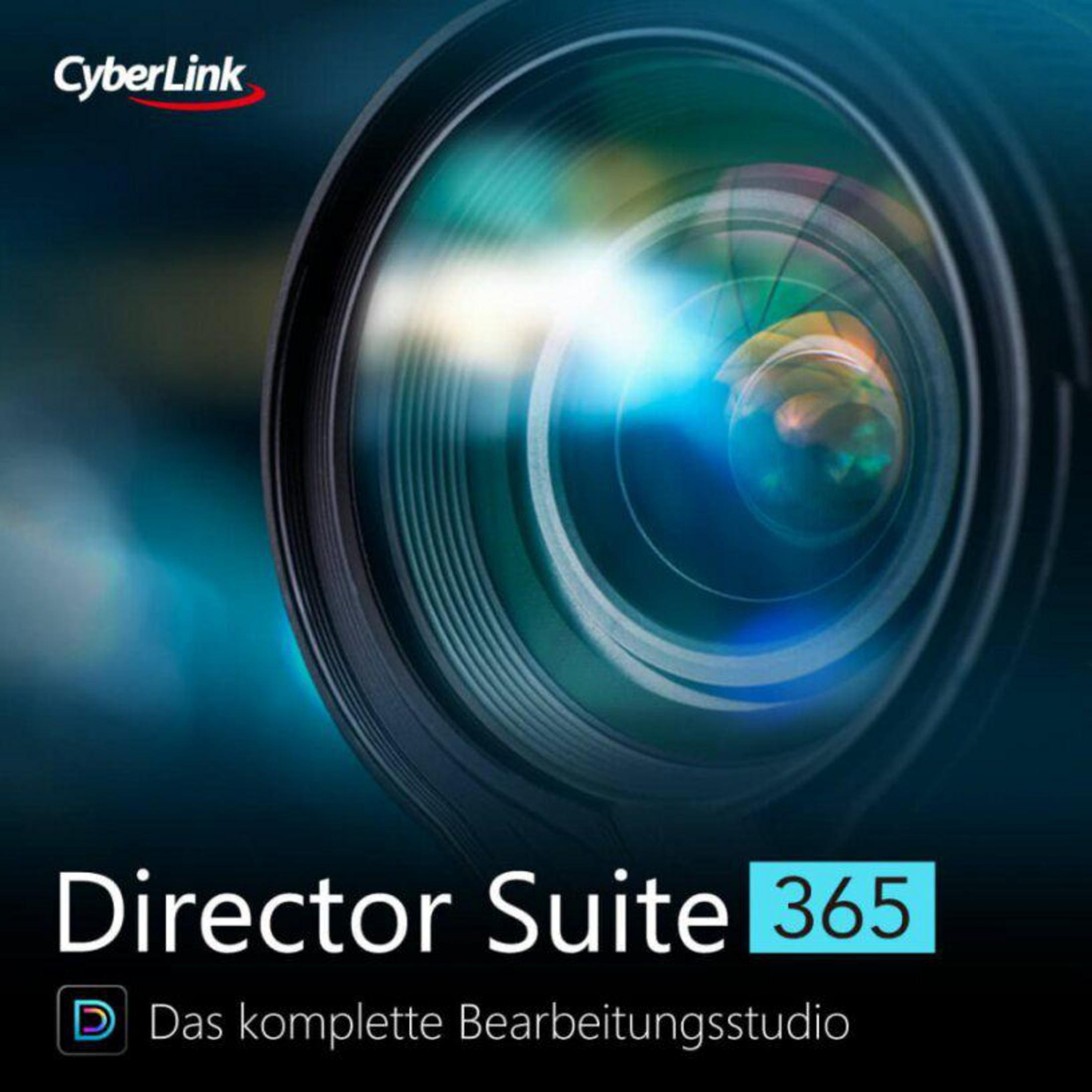 CyberLink Director Suite 365 con sfondo obiettivo fotocamera. Lo studio di editing completo.