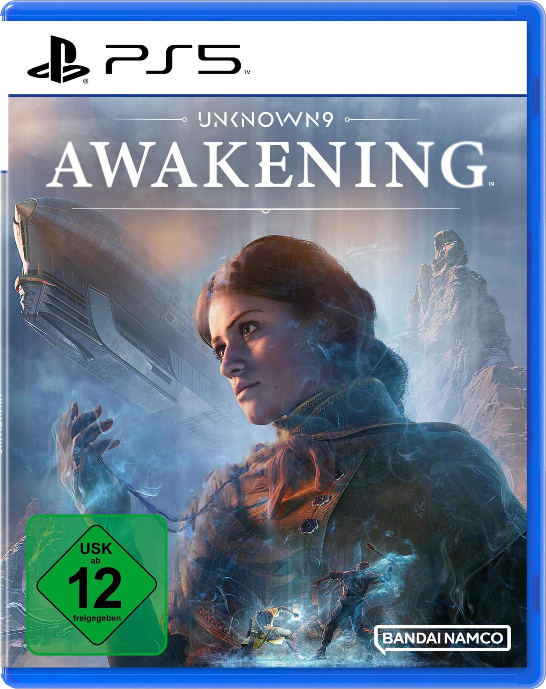 Cover von Unknown 9 Awakening: Frau und Luftschiff im Nebel.