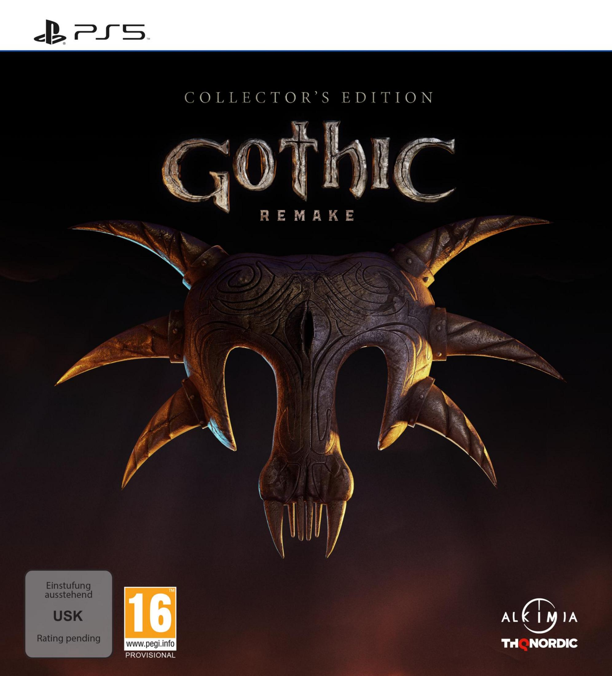 La copertina mostra una maschera scura con corna e denti, logo PS5 e classificazione PEGI 16.