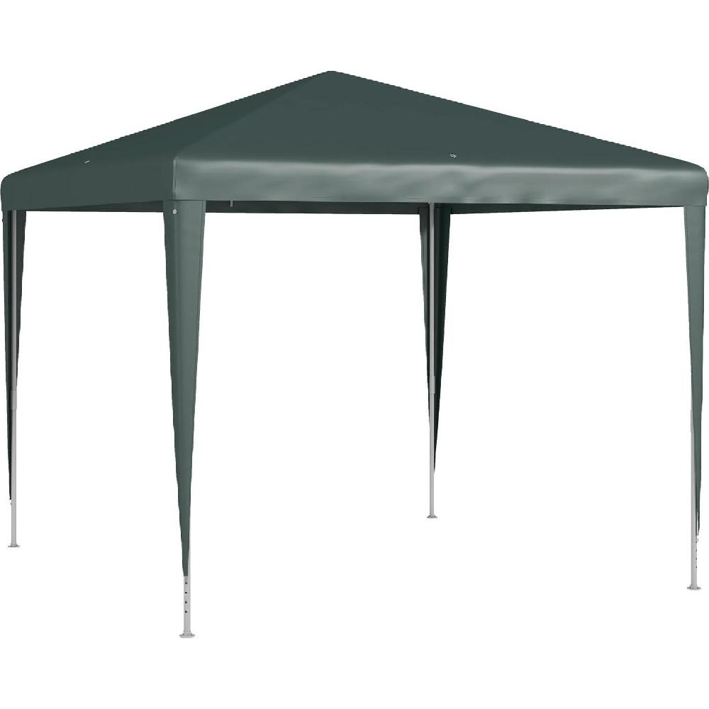 Una gazebo verde scuro con quattro gambe su sfondo bianco.
