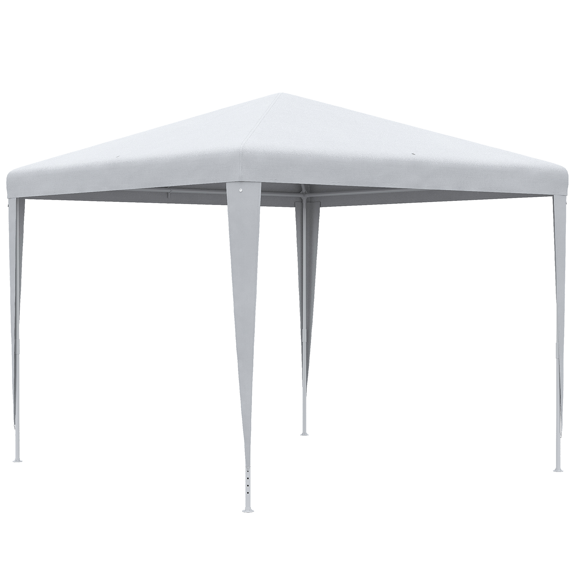 Un gazebo bianco con quattro gambe e un tetto.