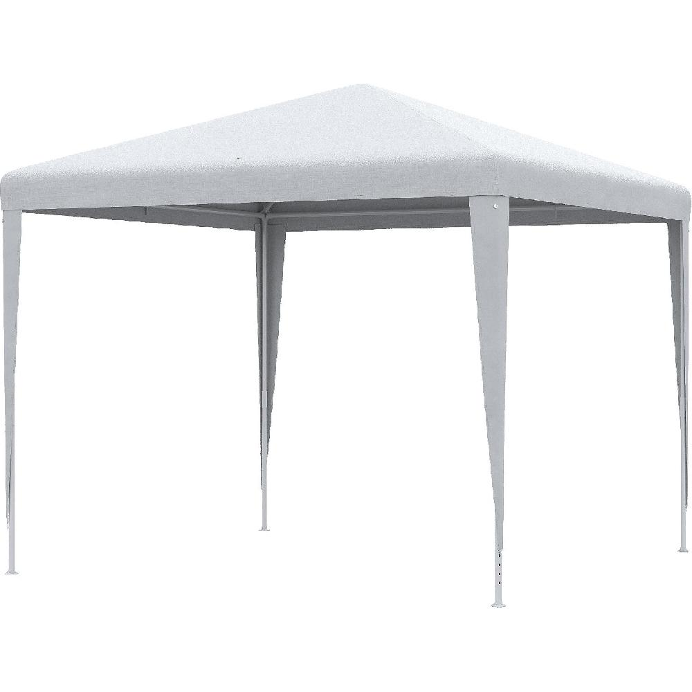 Una tenda gazebo grigia con quattro gambe e tetto.