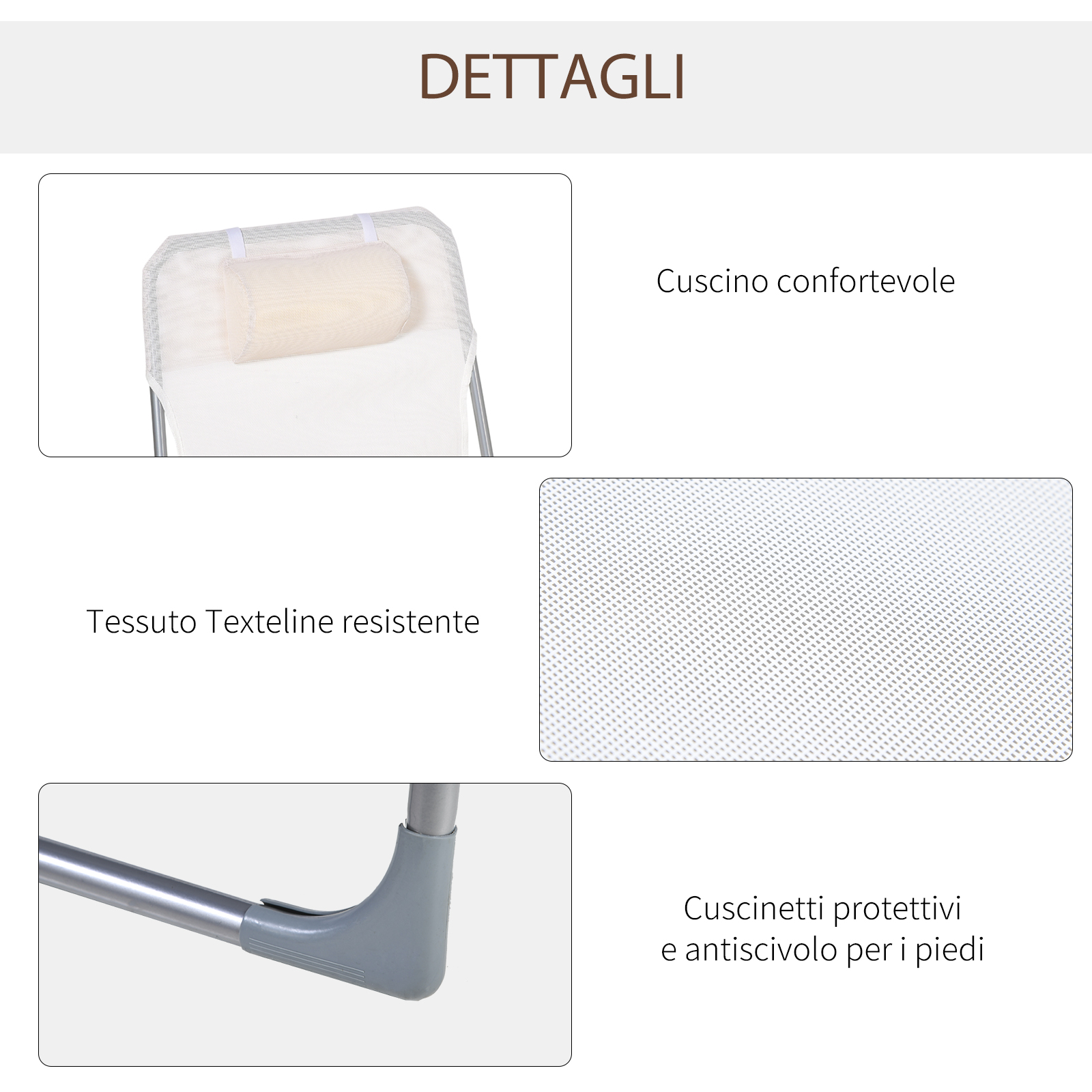 Dettagli: Cuscino confortevole, tessuto Texteline resistente, piedini antiscivolo.