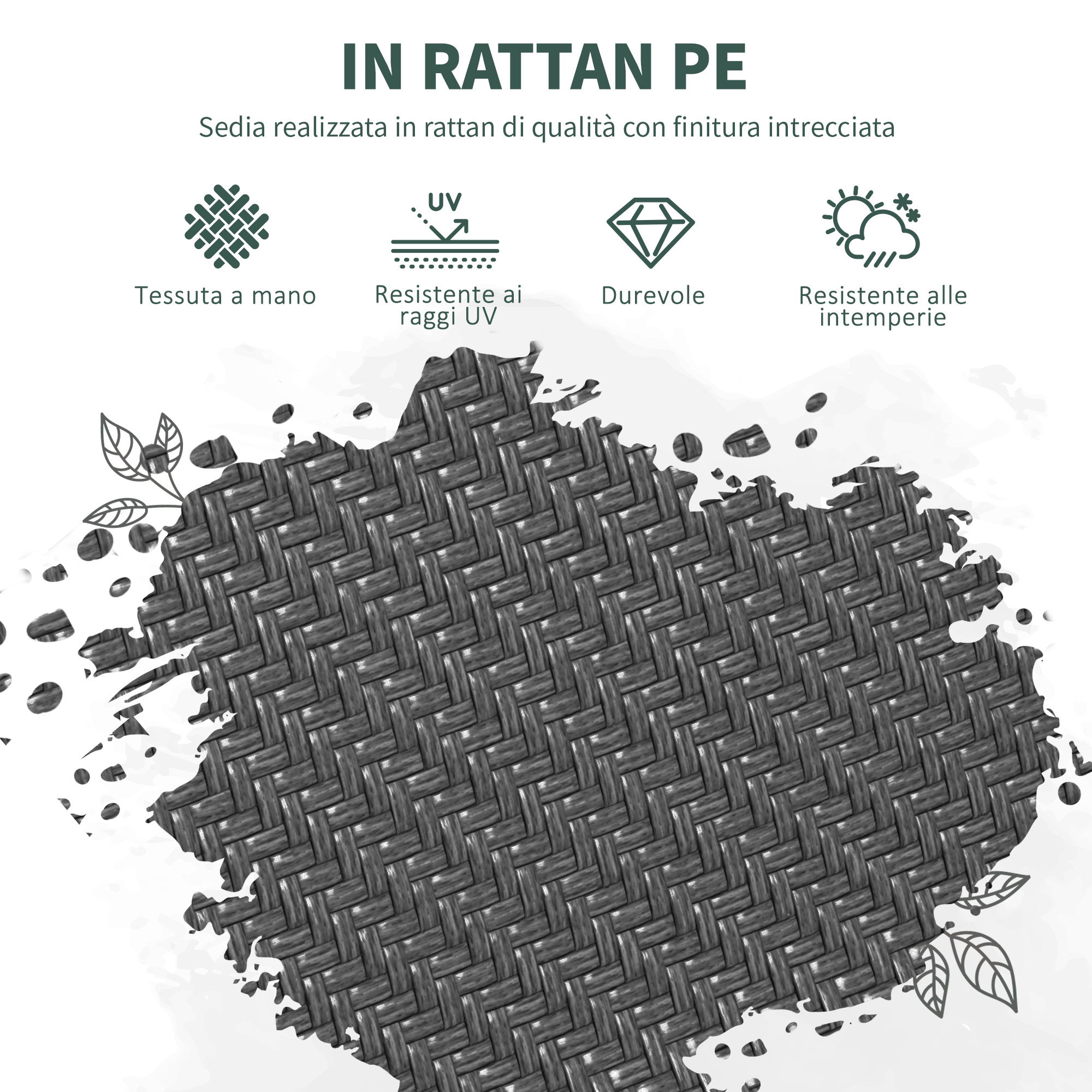 Sedia in rattan di qualità con finitura intrecciata.