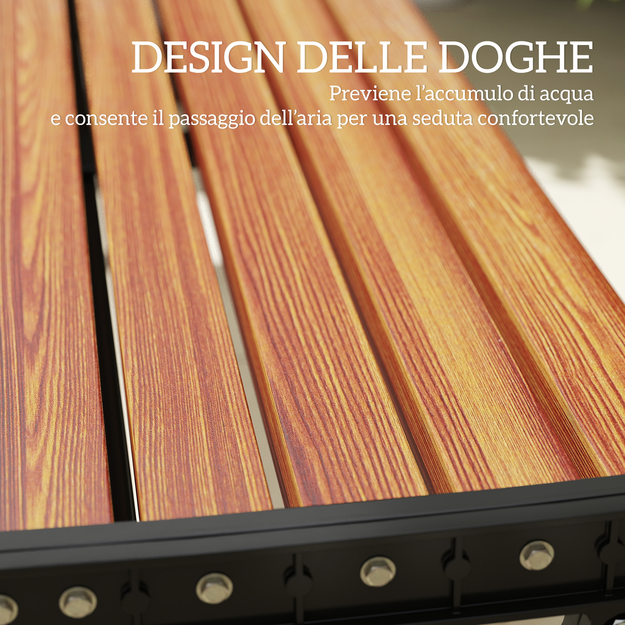 Design a doghe previene l'accumulo d'acqua e consente il passaggio d'aria.