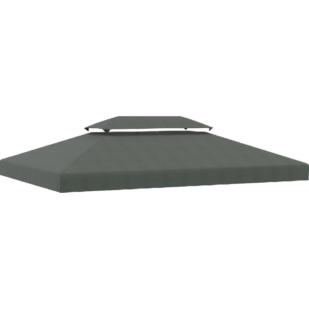 Una copertura per gazebo grigia a due livelli su sfondo bianco.