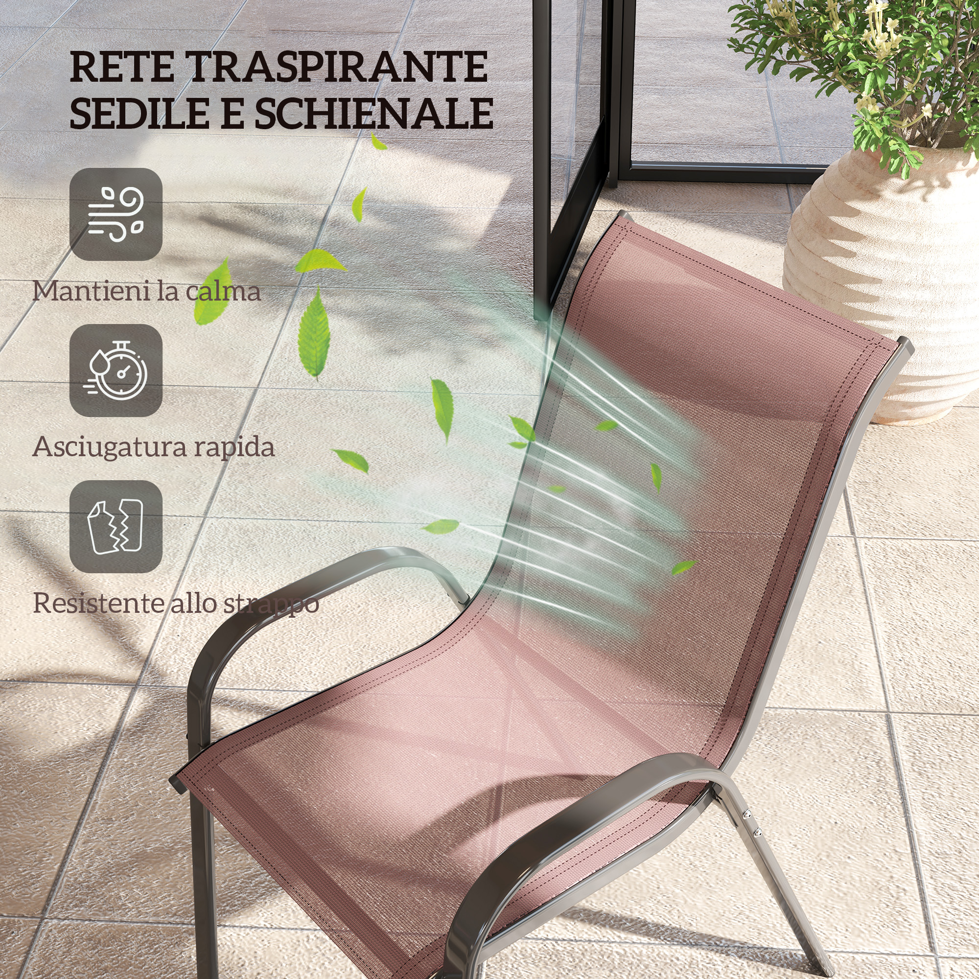 Sedile sedia in rete rosa con telaio metallico, che simboleggia il flusso d'aria.